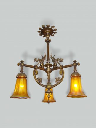 Lustre Art | Neo-Gothic Bronze Ceiling Light |  England c.1905