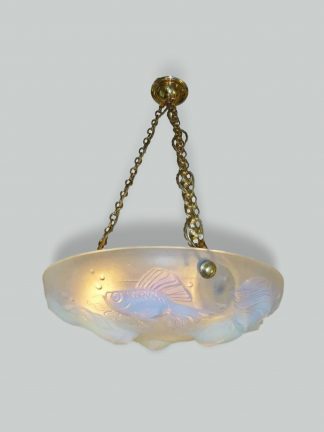 Ernst-Marius Sabino | "Les Poissons" Opalescent Glass Plafonnier | France c.1925