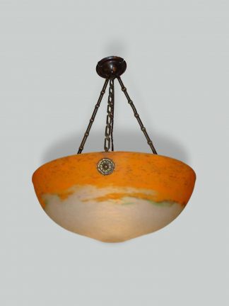 Muller Frères, Luneville | Orange Pate-de-verre Plafonnier | France c.1930 | SOLD