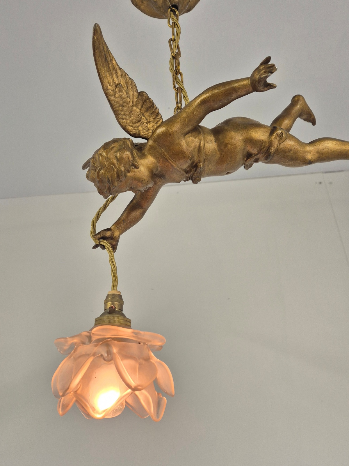 Unsigned | Gilt-spelter Cherub Pendant | France Early c.20th - Image 8