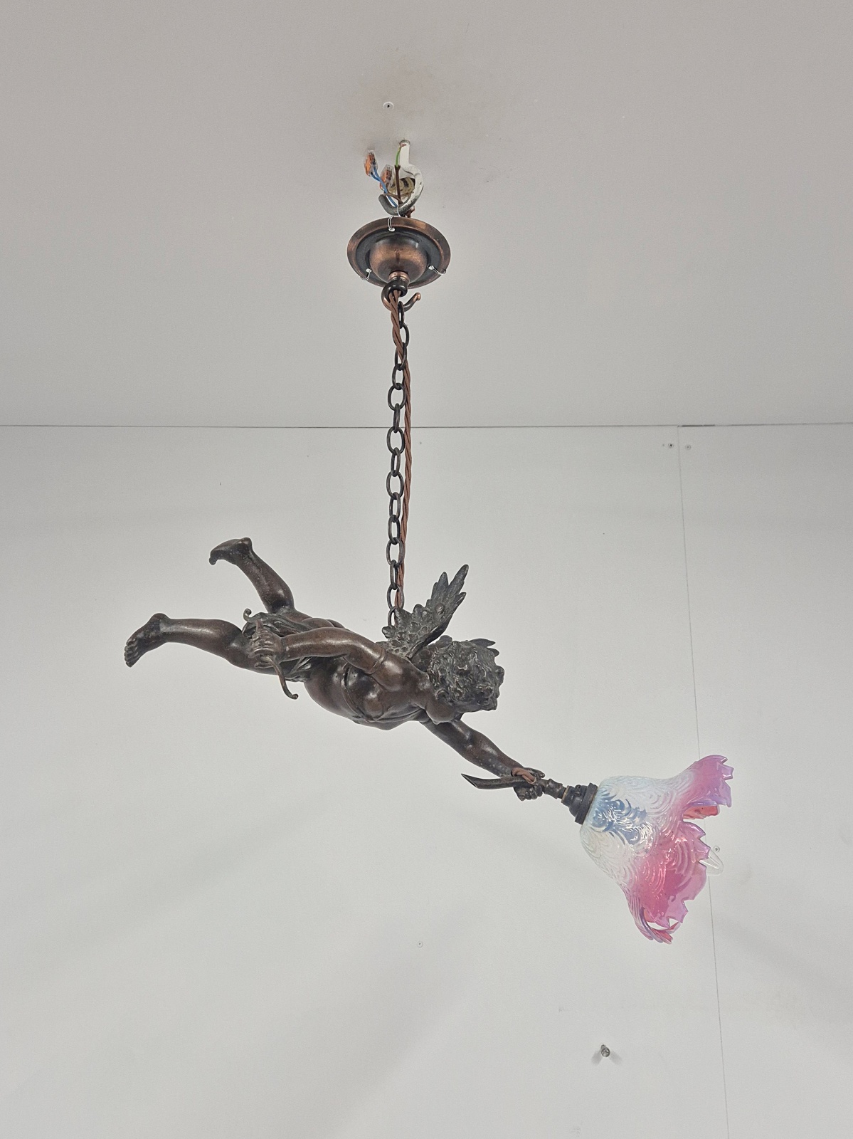 Unsigned | Bronzed-spelter Pendant Cherub | France Early c.20th - Image 3