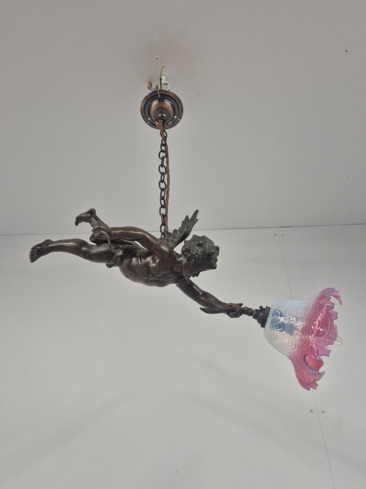 Unsigned | Bronzed-spelter Pendant Cherub | France Early c.20th - Image 5