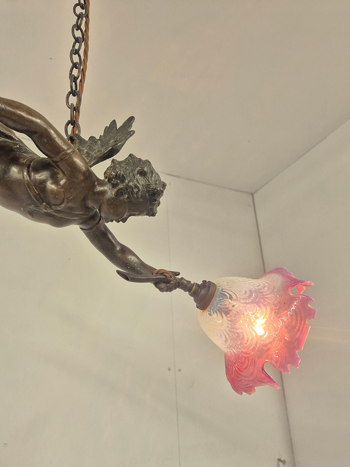 Unsigned | Bronzed-spelter Pendant Cherub | France Early c.20th - Image 8