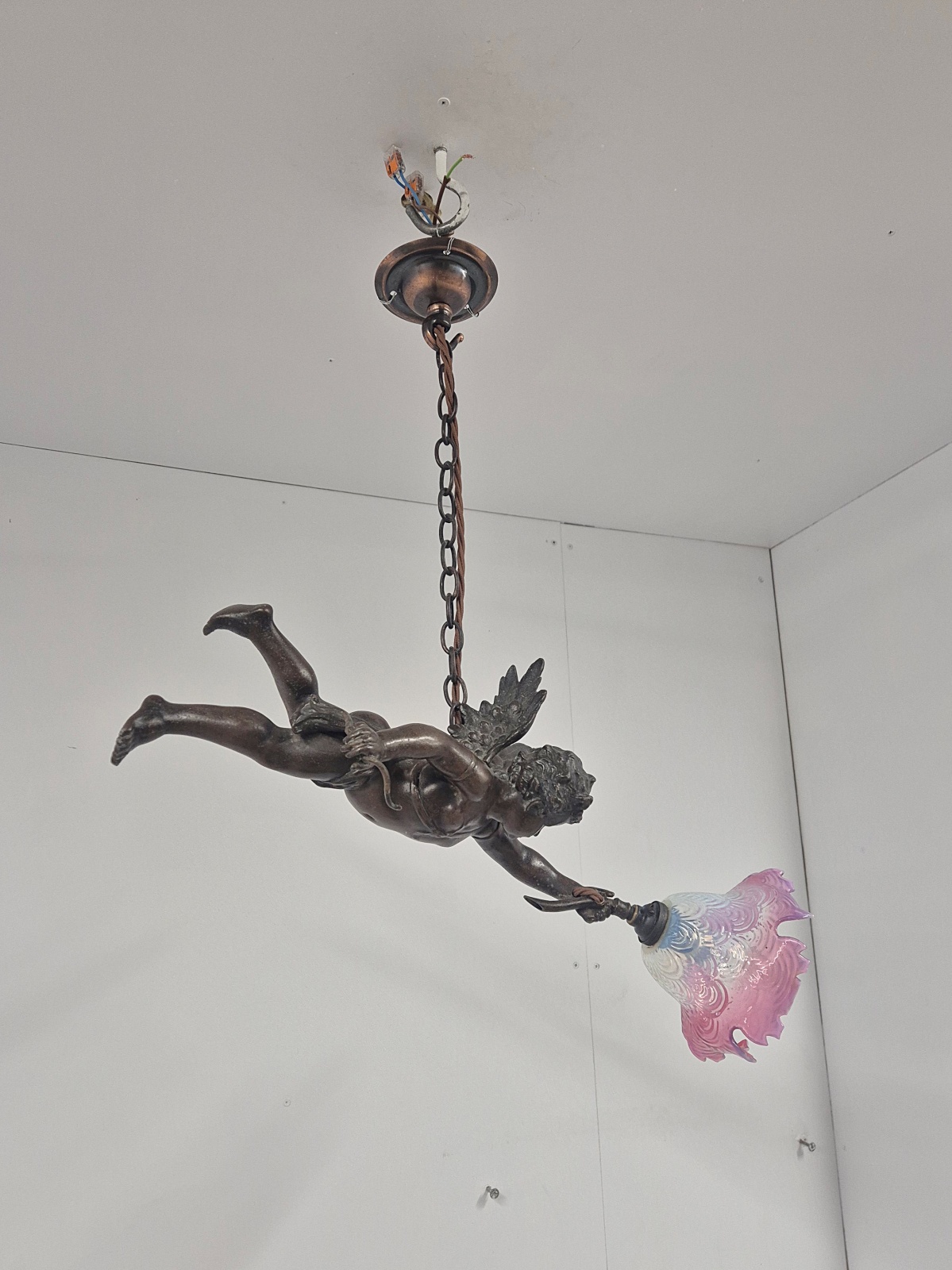 Unsigned | Bronzed-spelter Pendant Cherub | France Early c.20th - Image 9