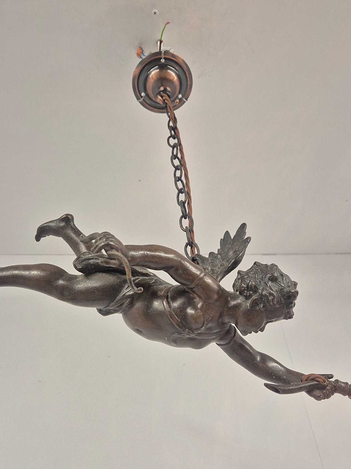 Unsigned | Bronzed-spelter Pendant Cherub | France Early c.20th - Image 10