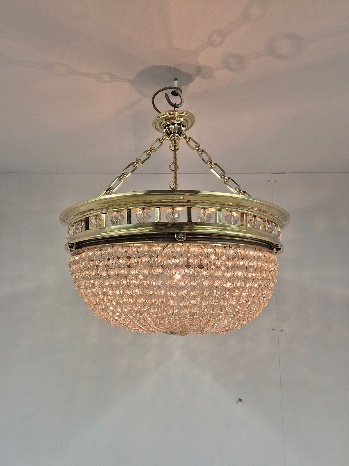 Unsigned | Impressive Large Beaded-Glass Plafonnier | England c.1905 - Image 2