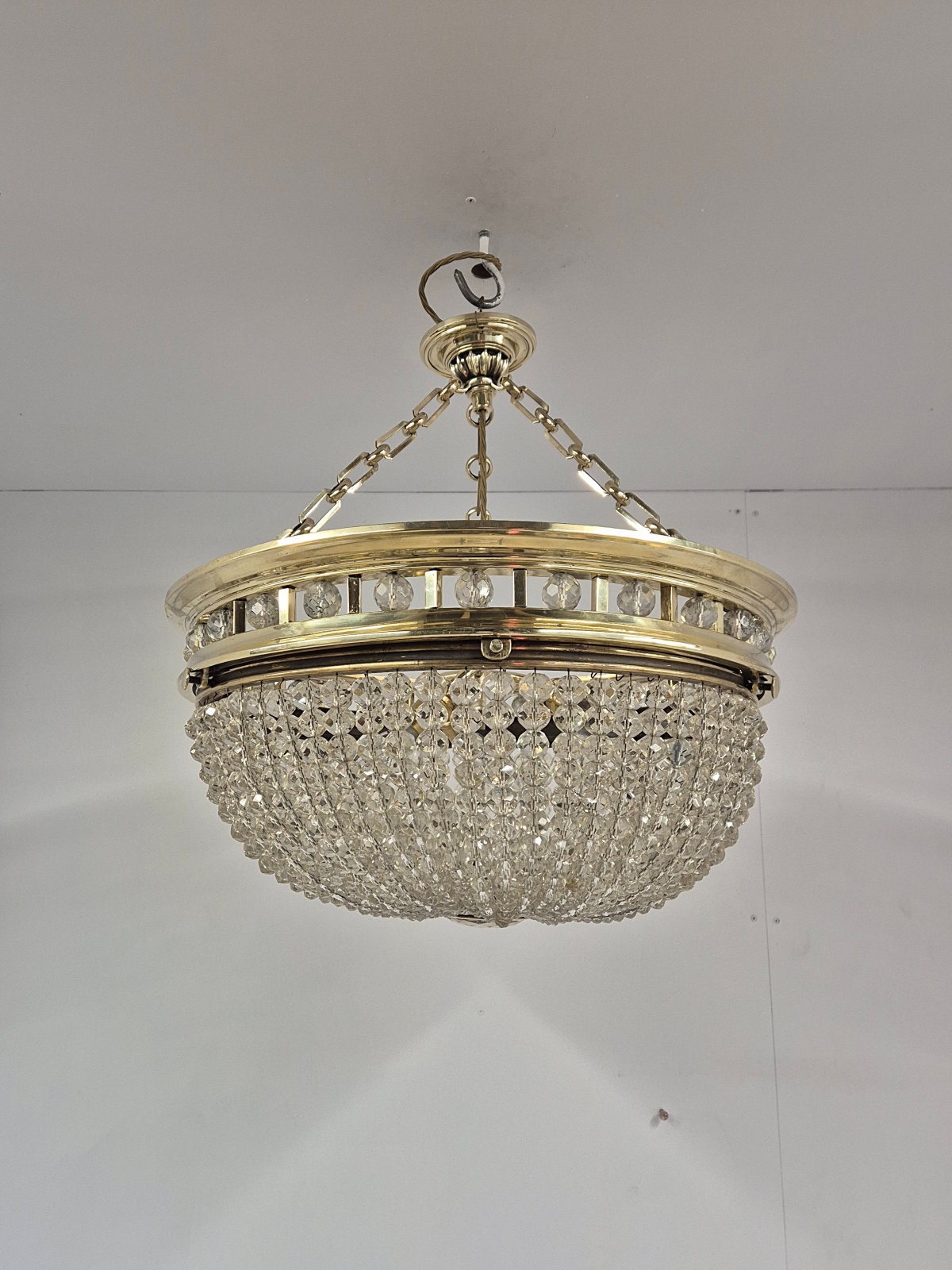 Unsigned | Impressive Large Beaded-Glass Plafonnier | England c.1905 - Image 3