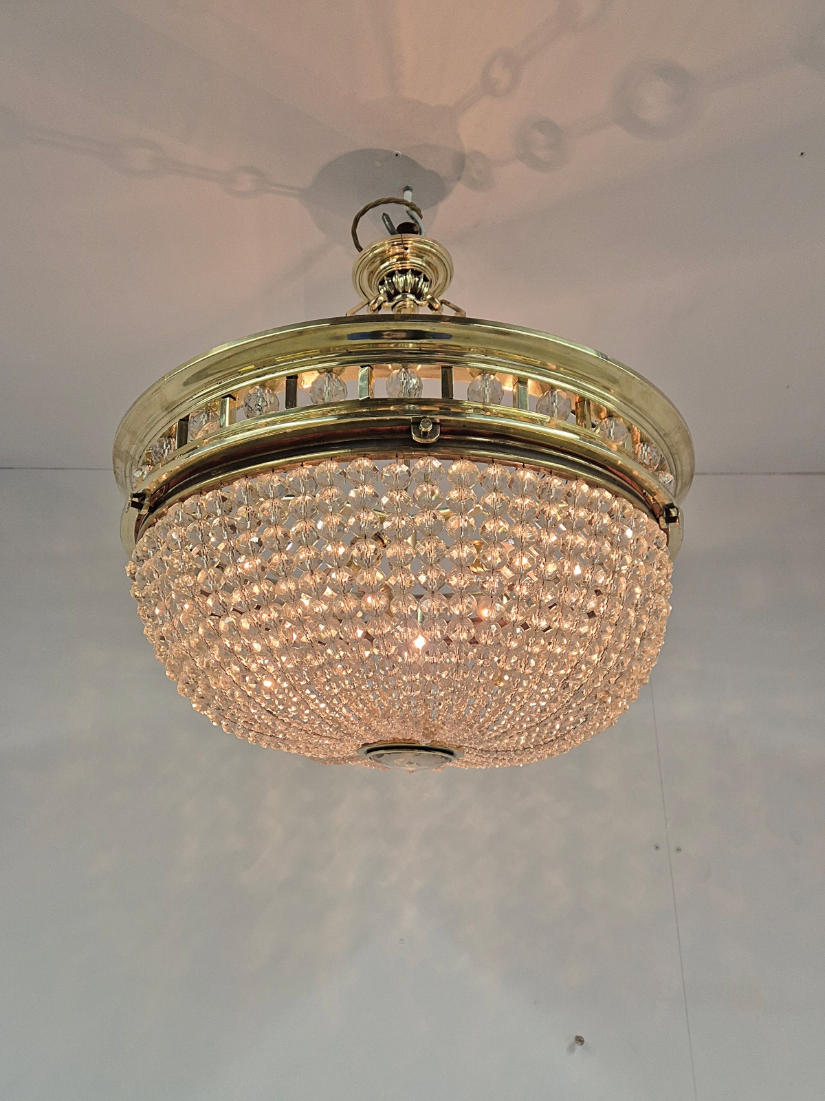 Unsigned | Impressive Large Beaded-Glass Plafonnier | England c.1905 - Image 4