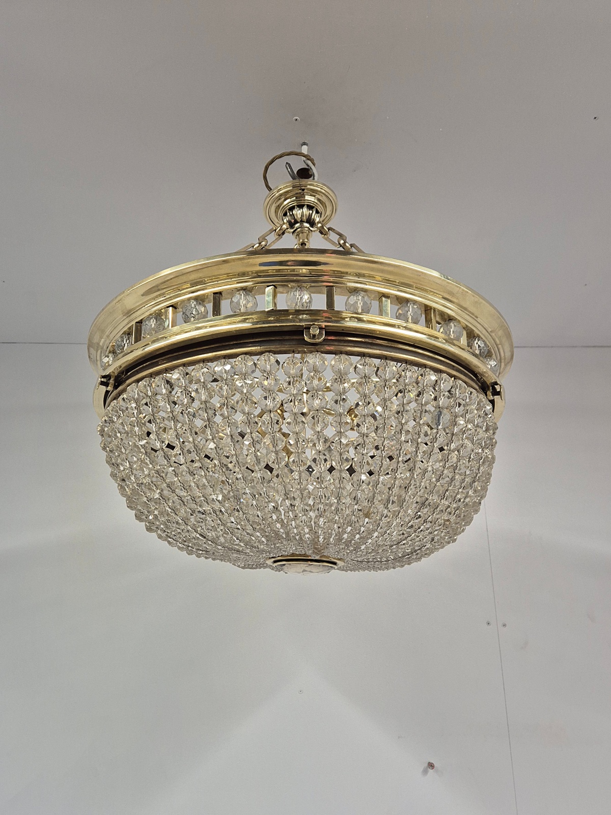 Unsigned | Impressive Large Beaded-Glass Plafonnier | England c.1905 - Image 5