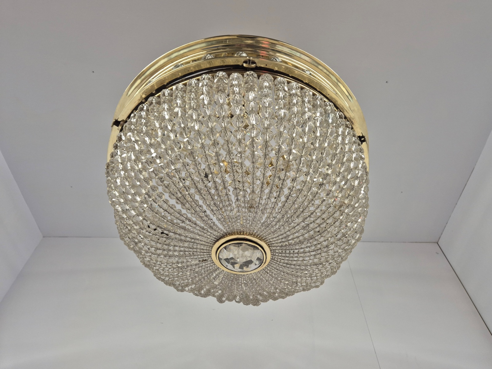 Unsigned | Impressive Large Beaded-Glass Plafonnier | England c.1905 - Image 7