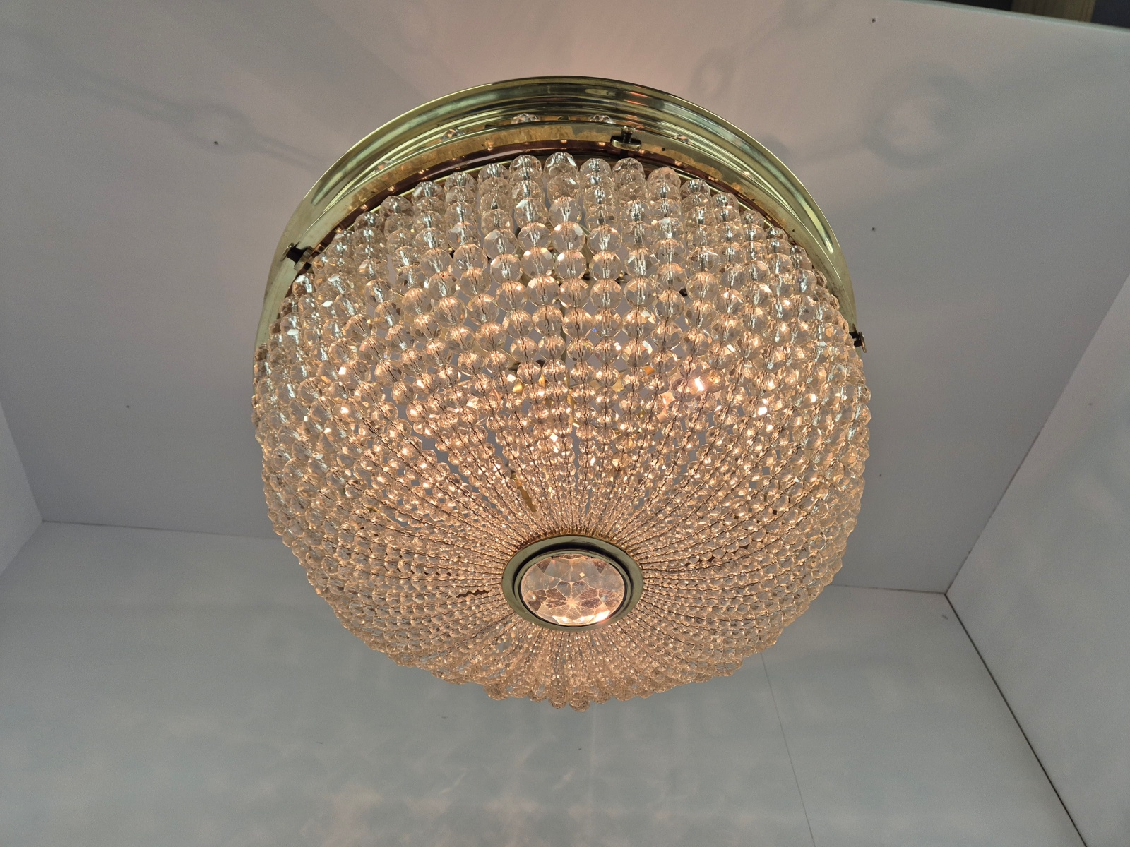 Unsigned | Impressive Large Beaded-Glass Plafonnier | England c.1905 - Image 8