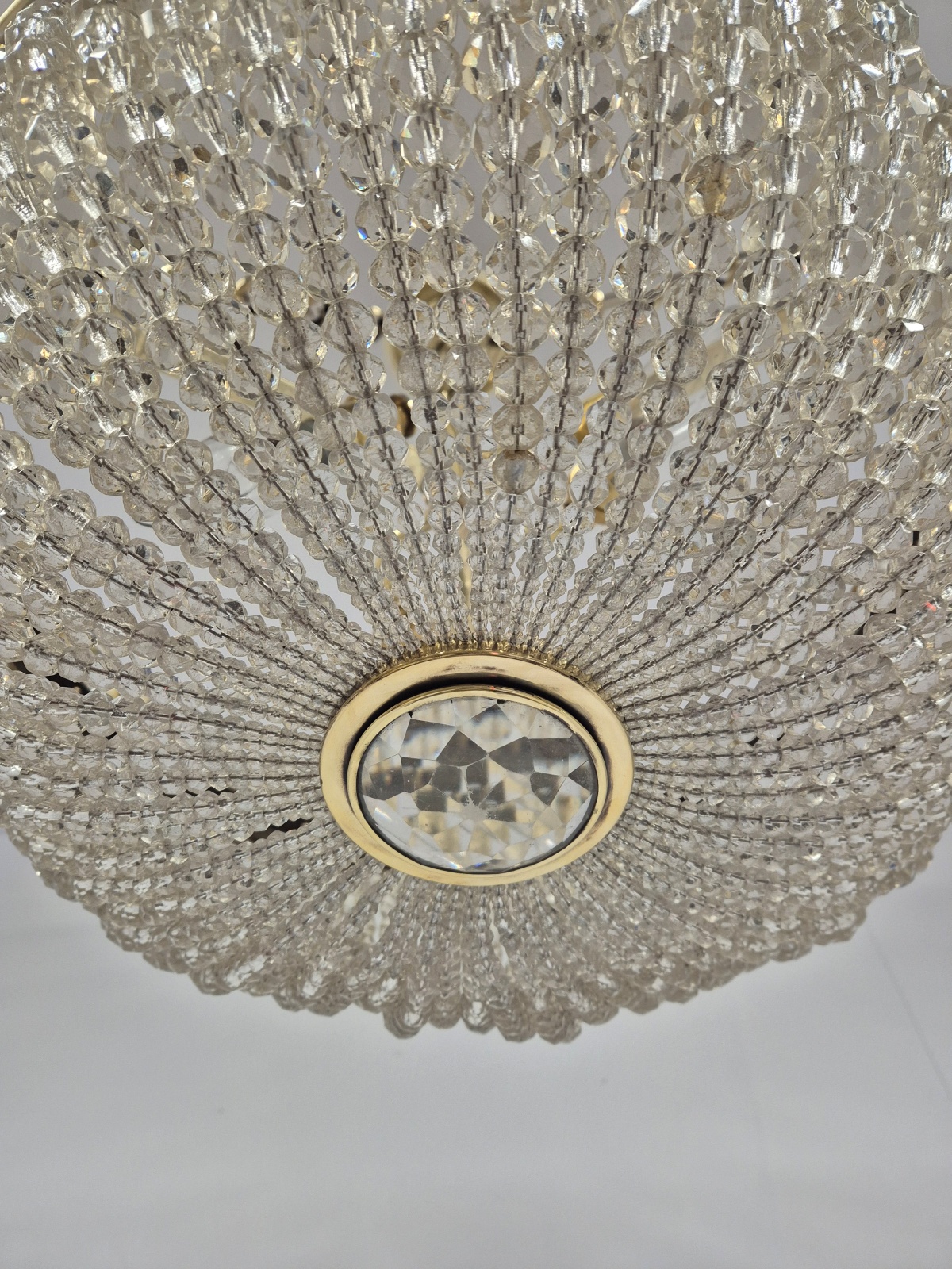 Unsigned | Impressive Large Beaded-Glass Plafonnier | England c.1905 - Image 9