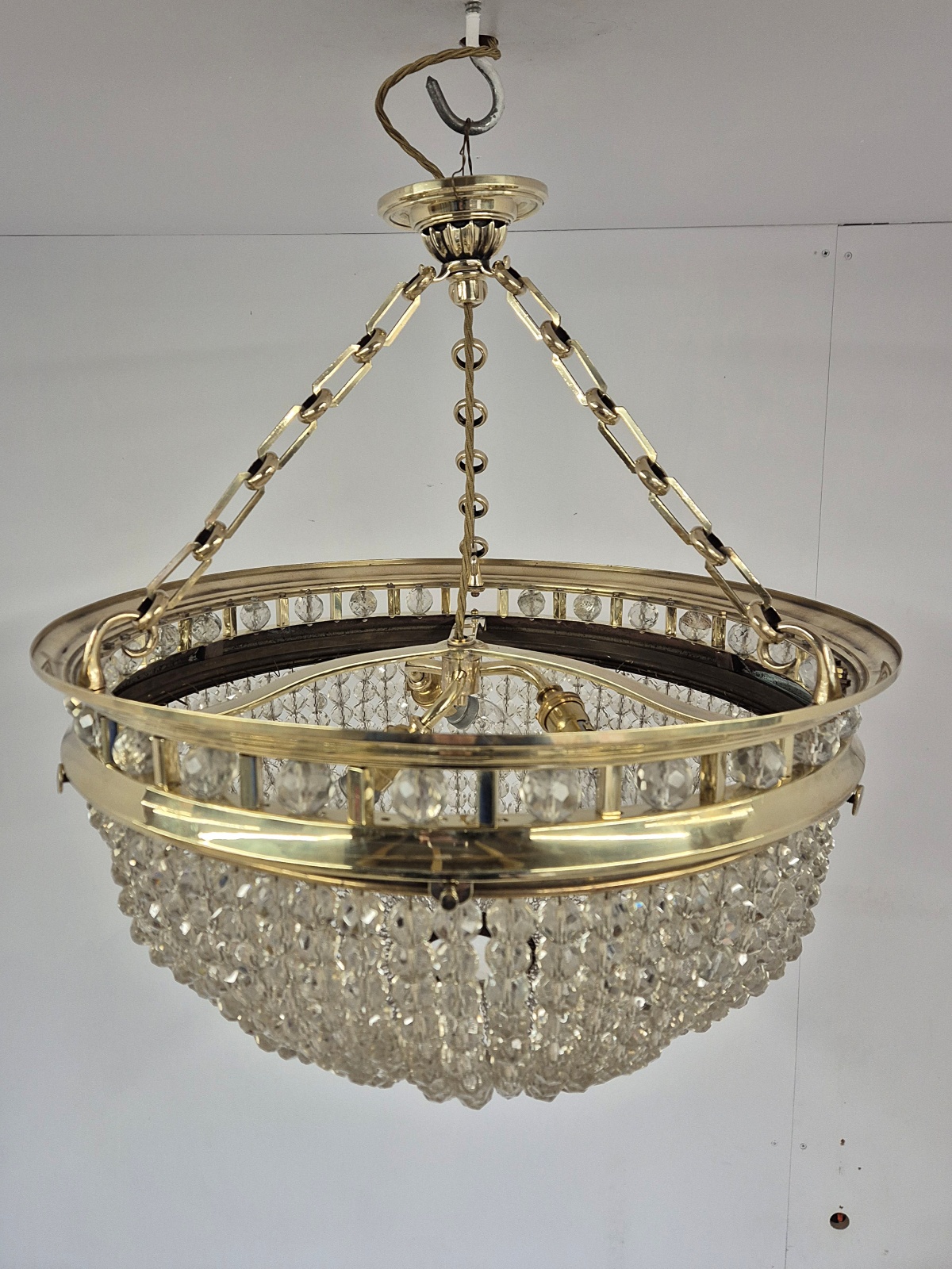 Unsigned | Impressive Large Beaded-Glass Plafonnier | England c.1905 - Image 10