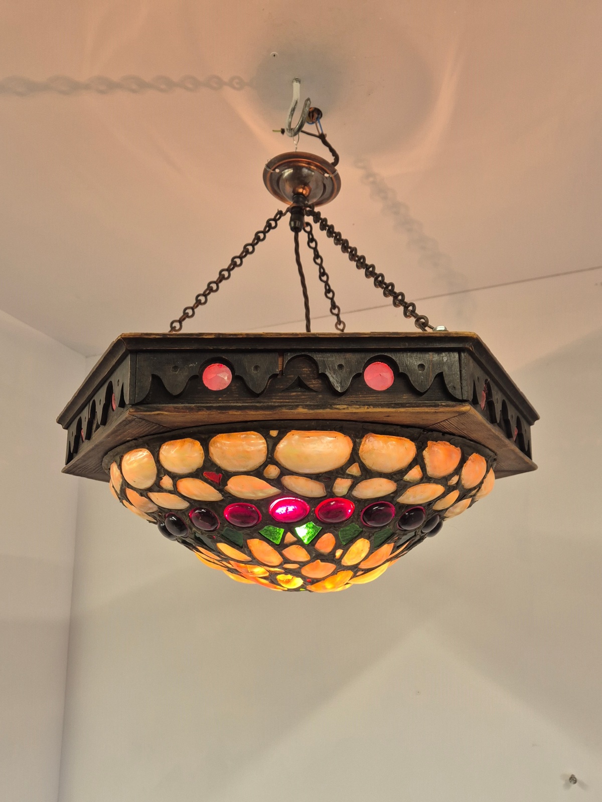 Style of Montelius | Abalone Shell Arts & Crafts Plafonnier | Continental c.1900 - Image 2