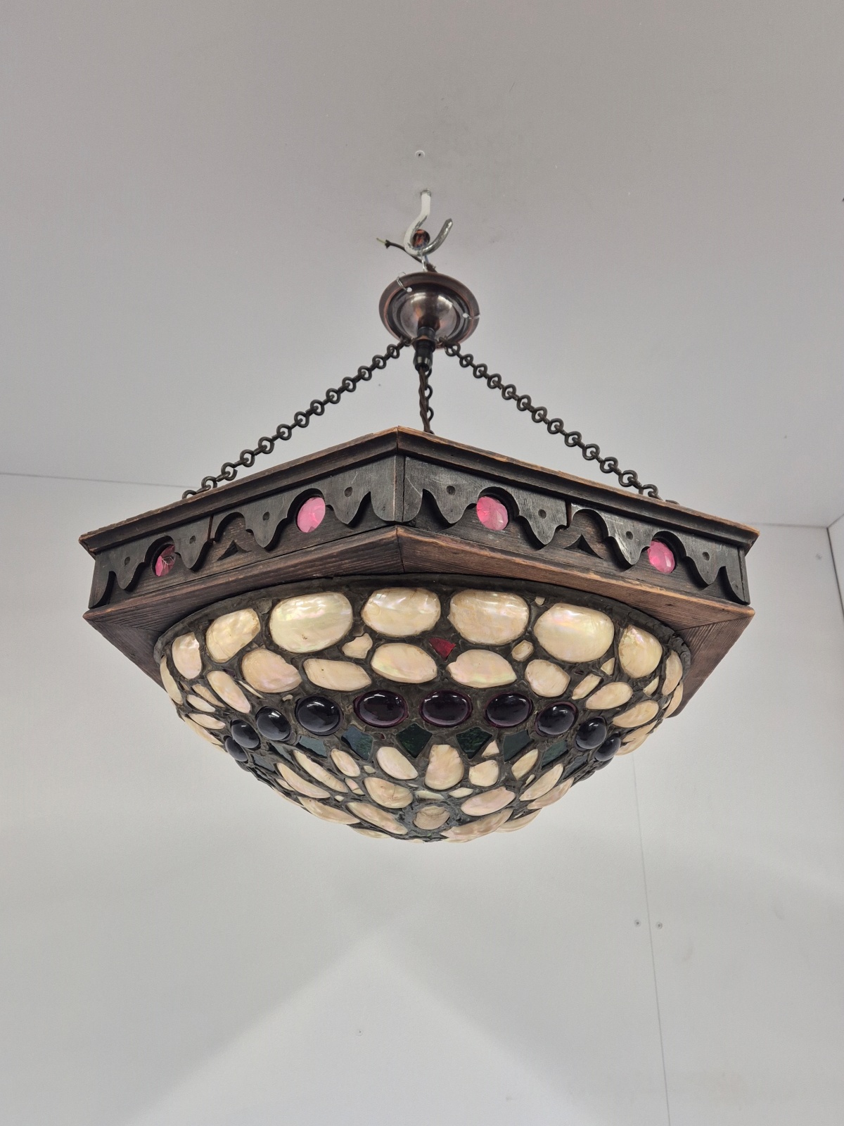 Style of Montelius | Abalone Shell Arts & Crafts Plafonnier | Continental c.1900 - Image 3