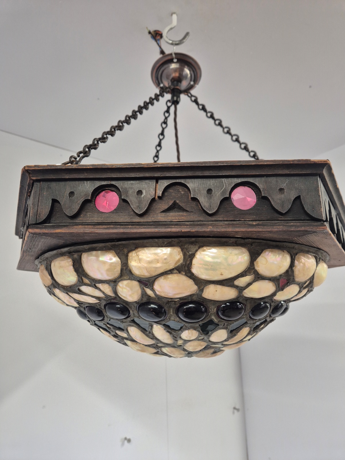 Style of Montelius | Abalone Shell Arts & Crafts Plafonnier | Continental c.1900 - Image 5