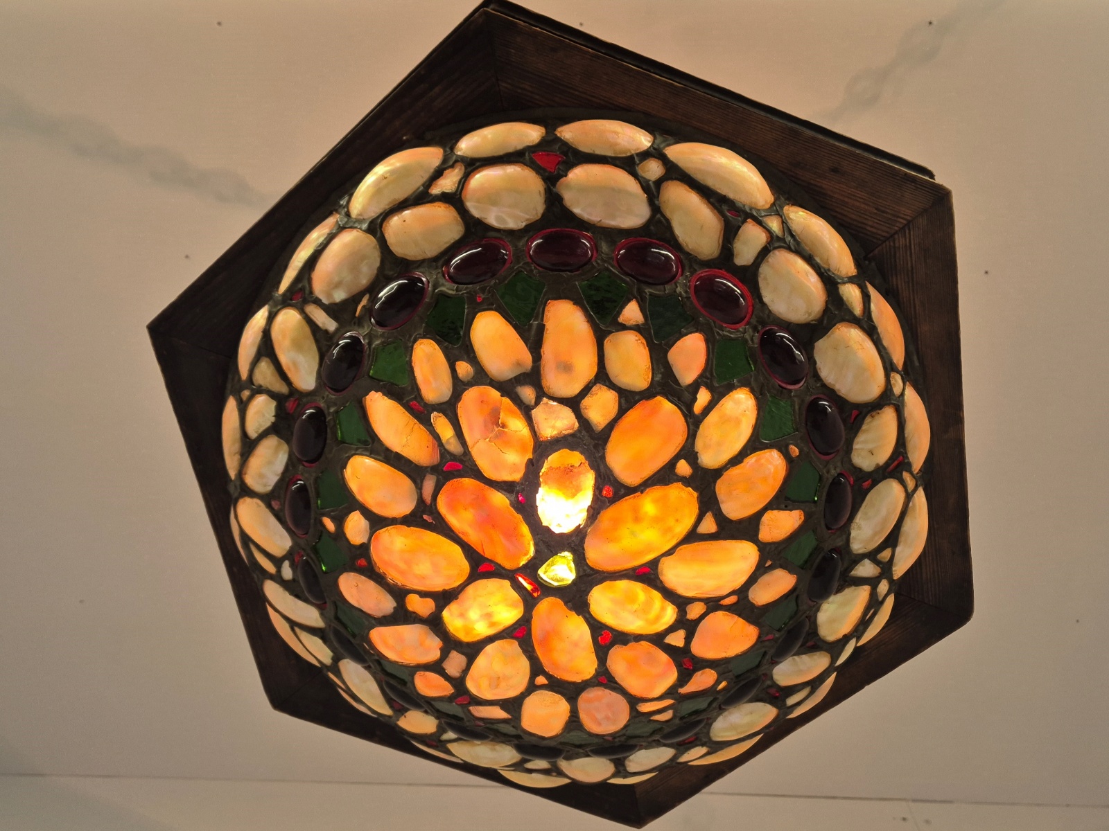 Style of Montelius | Abalone Shell Arts & Crafts Plafonnier | Continental c.1900 - Image 6