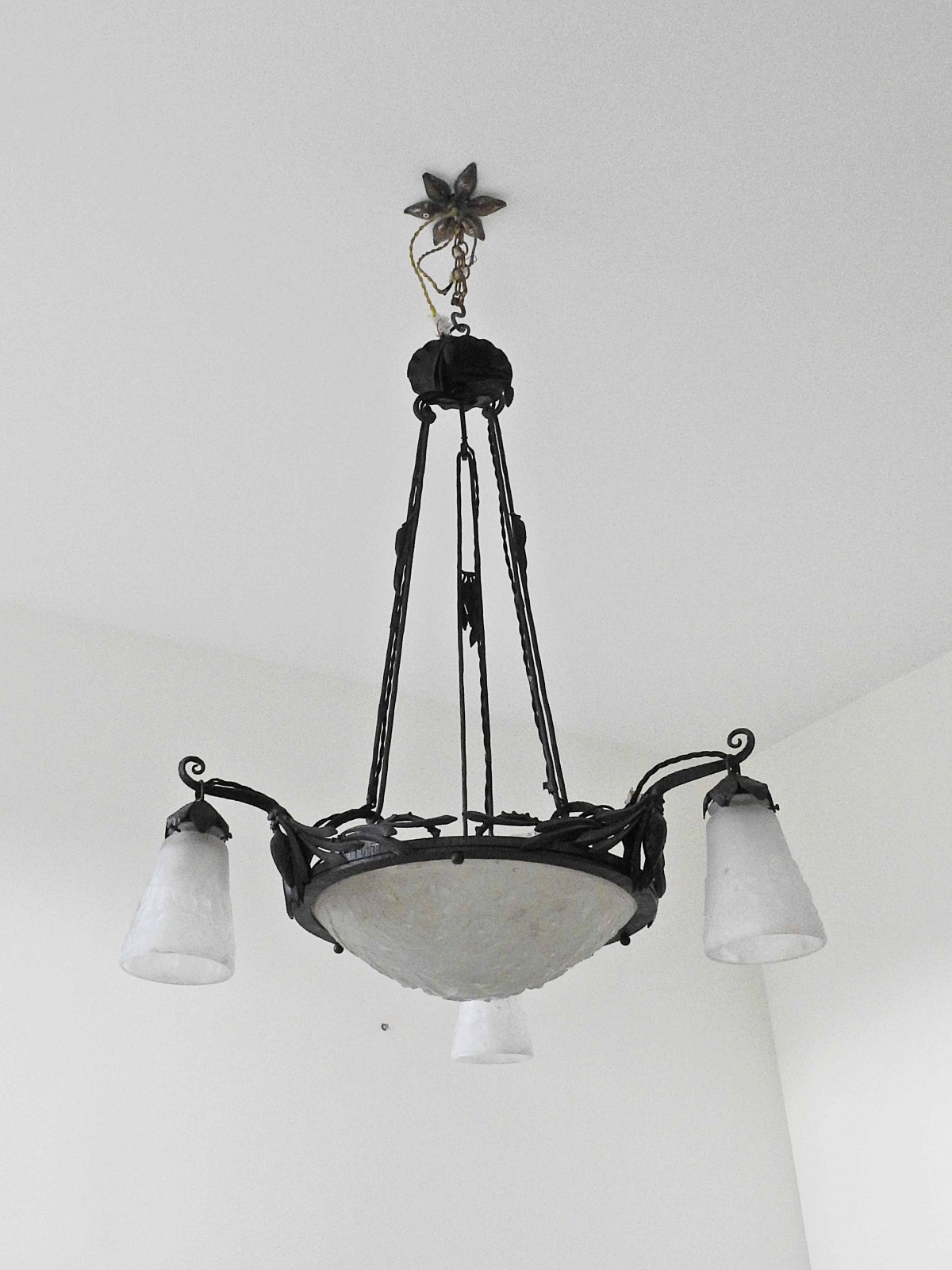 Muller Frères, Luneville | Art Deco Wrought-iron Chandelier | France c.1930 | SOLD - Image 2