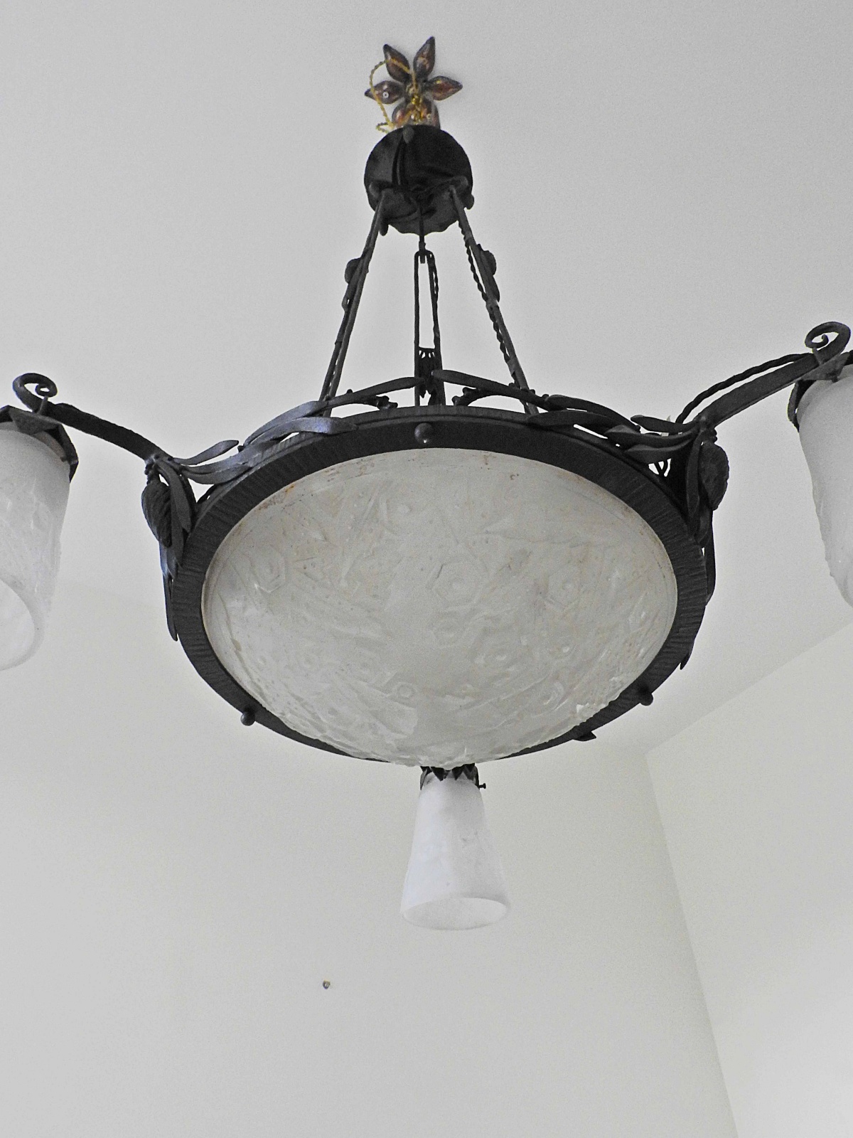 Muller Frères, Luneville | Art Deco Wrought-iron Chandelier | France c.1930 | SOLD - Image 3