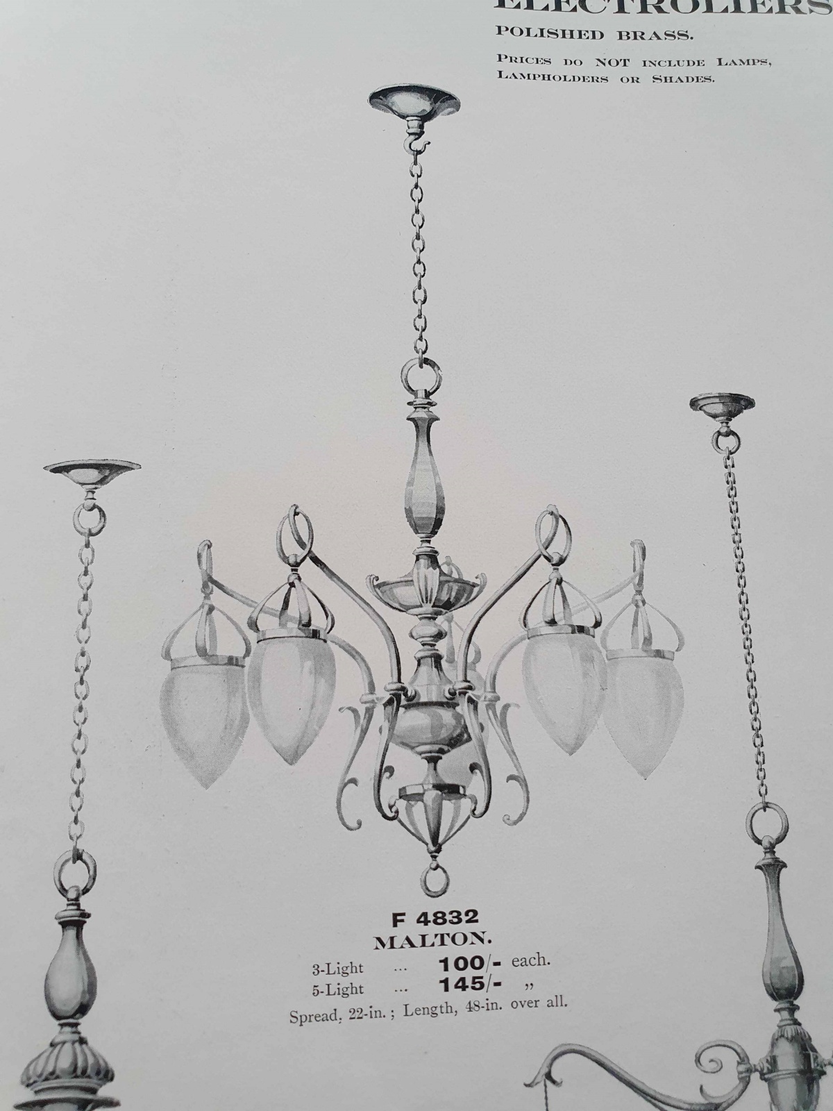 The General Electric Company (G.E.C) | Brass Art Nouveau Chandelier | England c.1905 | SOLD - Image 3