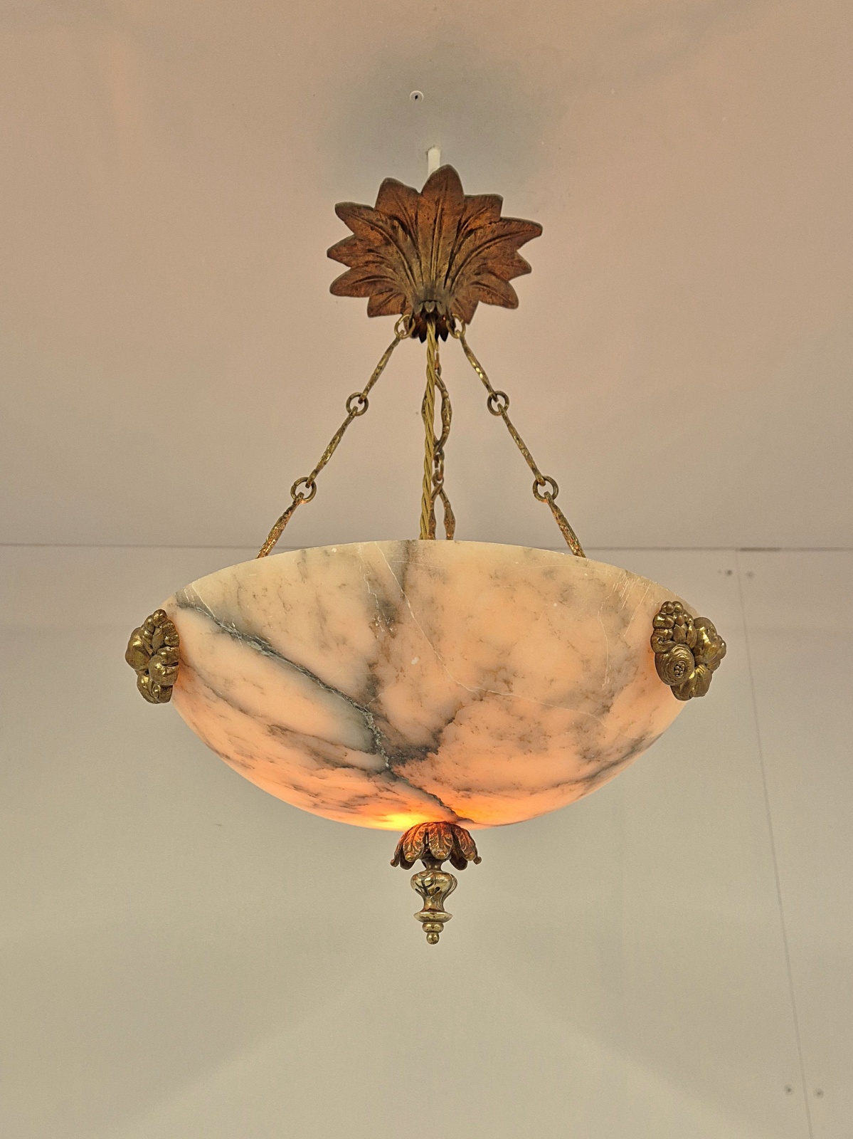 Unsigned | Small Neoclassical Alabaster Plafonnier | France Early c.20th | SOLD - Image 4