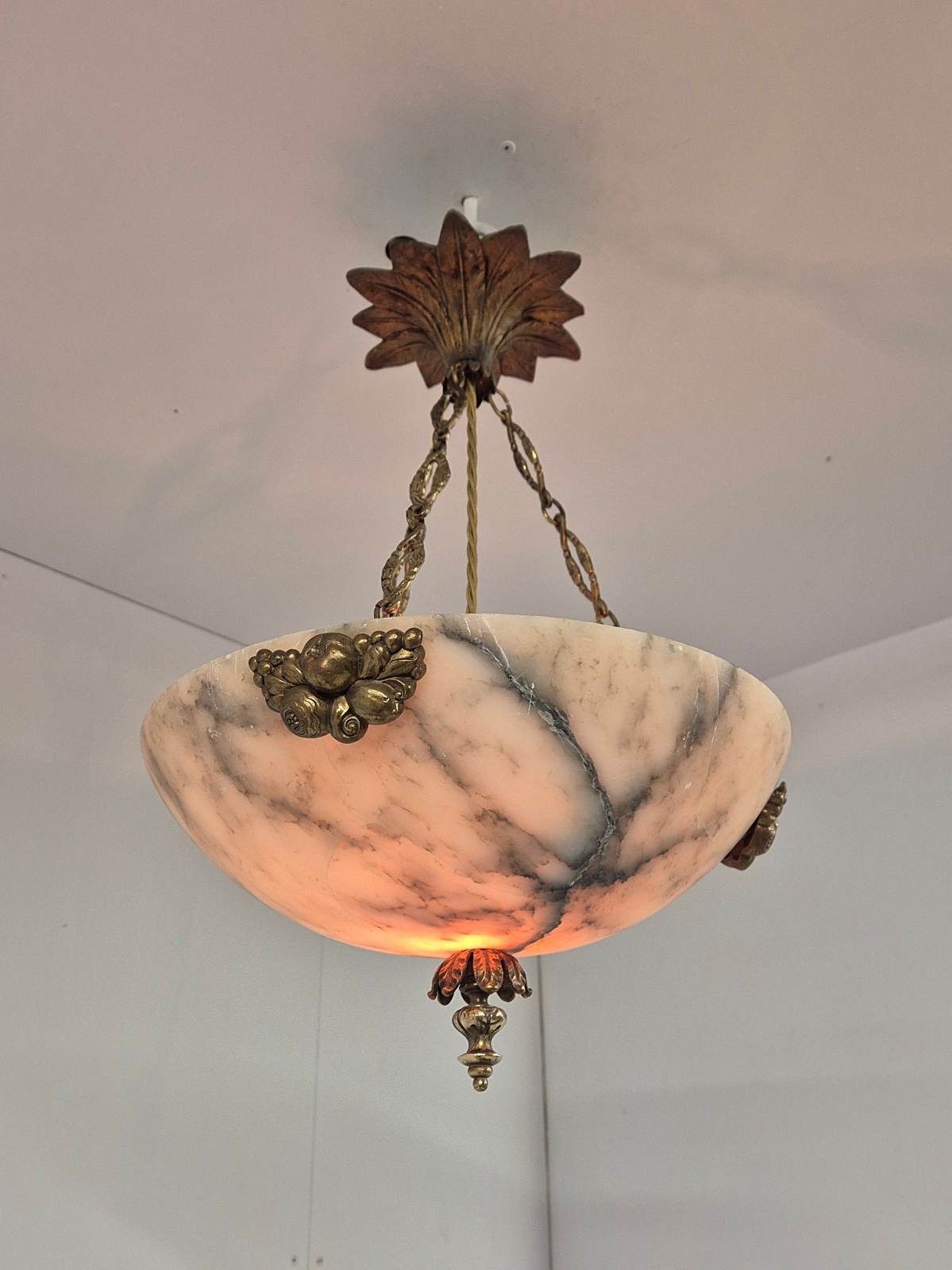 Unsigned | Small Neoclassical Alabaster Plafonnier | France Early c.20th | SOLD - Image 6