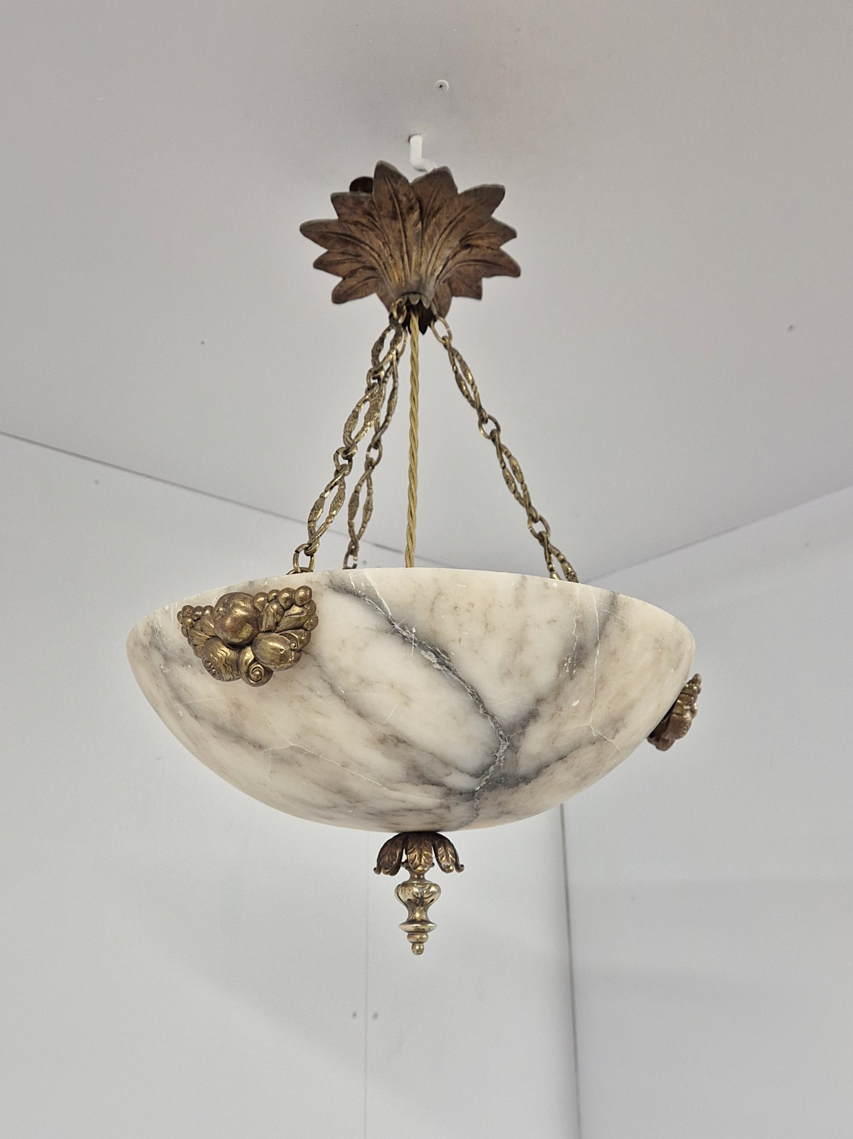 Unsigned | Small Neoclassical Alabaster Plafonnier | France Early c.20th | SOLD - Image 7