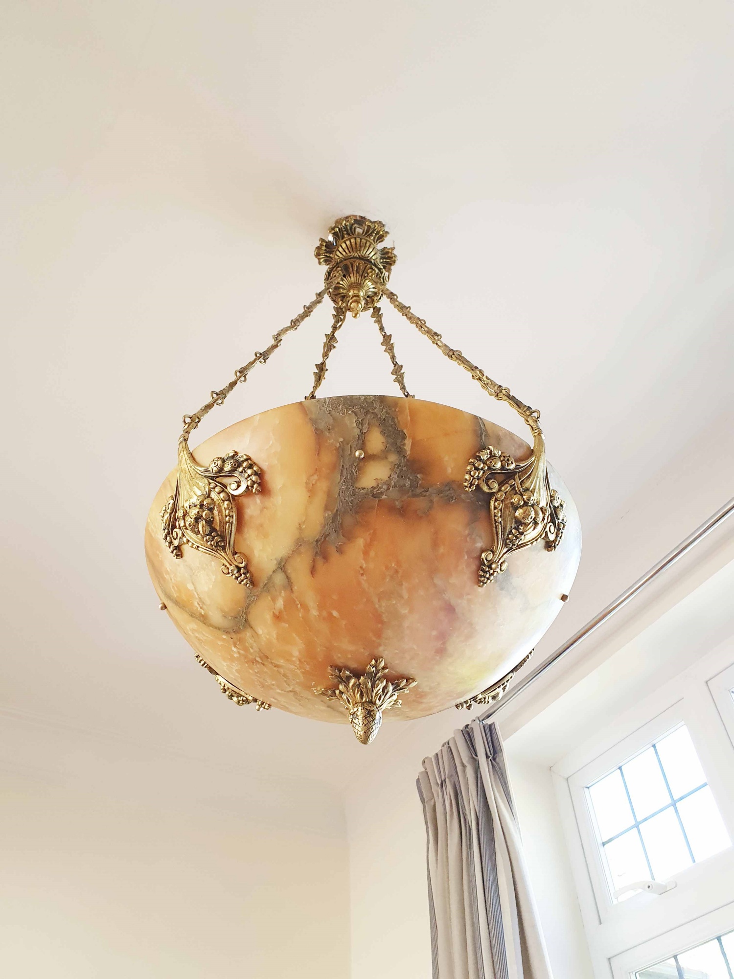 Fonderies de Bronze, Nanterre & Lyon | Decorative Neoclassical Alabaster Plafonnier | France c.1925 | SOLD - Image 6