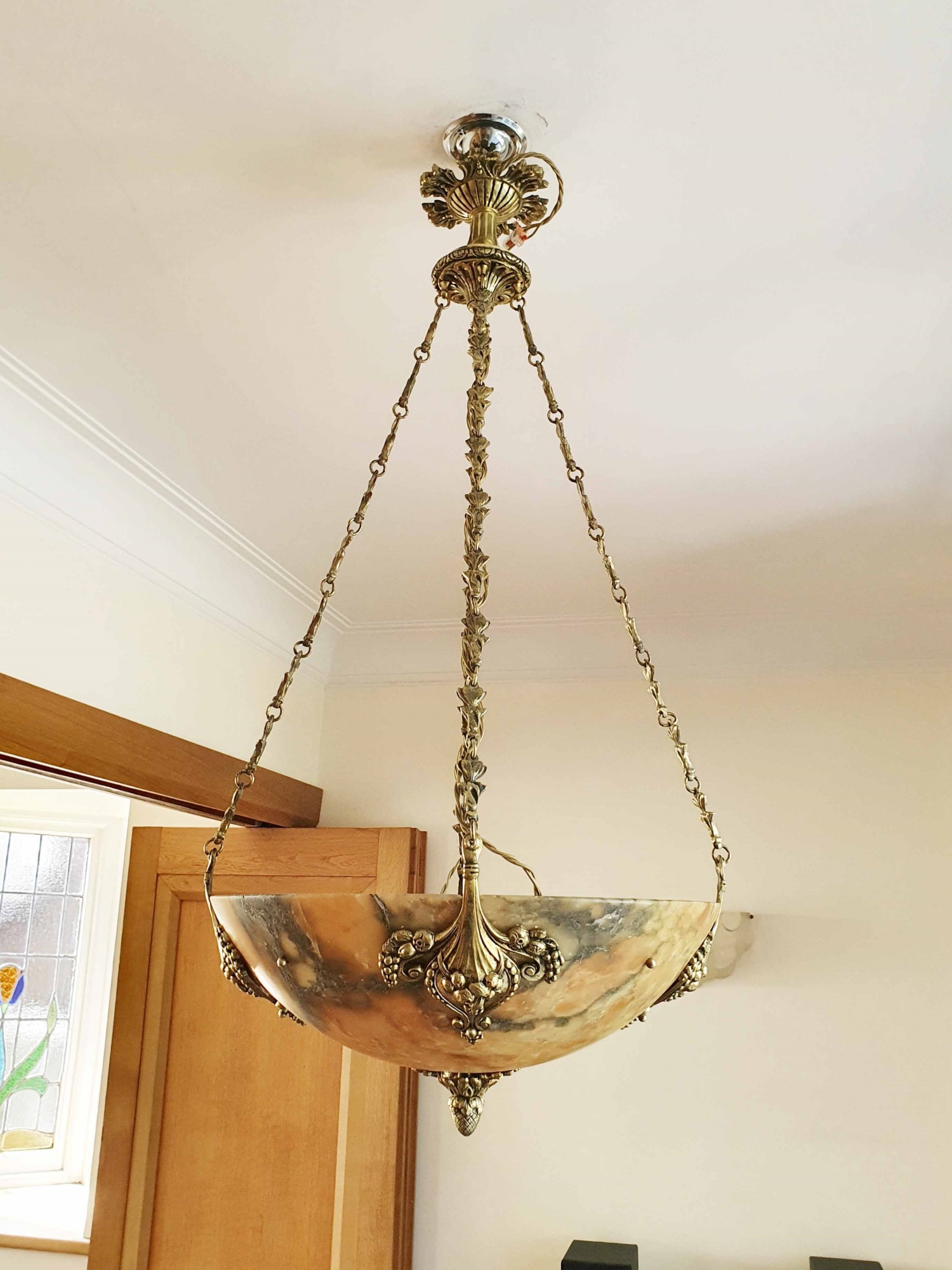 Fonderies de Bronze, Nanterre & Lyon | Decorative Neoclassical Alabaster Plafonnier | France c.1925 | SOLD - Image 12