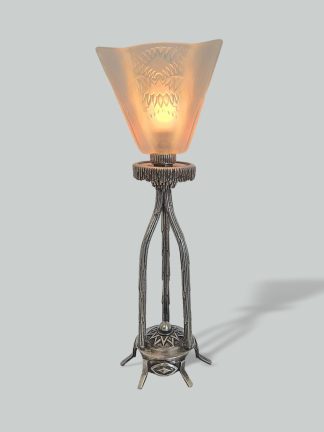 Attributed Ernst Marius-Sabino | Nickelled-Bronze Art Deco Table Lamp | France c1925