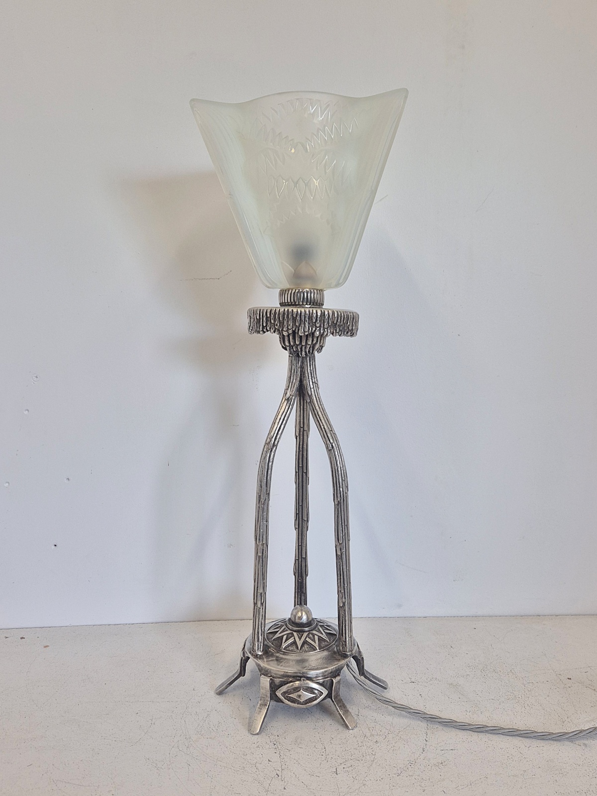 Attributed Ernst Marius-Sabino | Nickelled-Bronze Art Deco Table Lamp | France c1925 | SOLD - Image 3