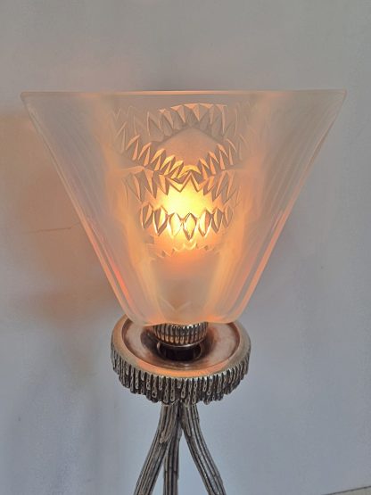 Attributed Ernst Marius-Sabino | Nickelled-Bronze Art Deco Table Lamp | France c1925 - Image 4