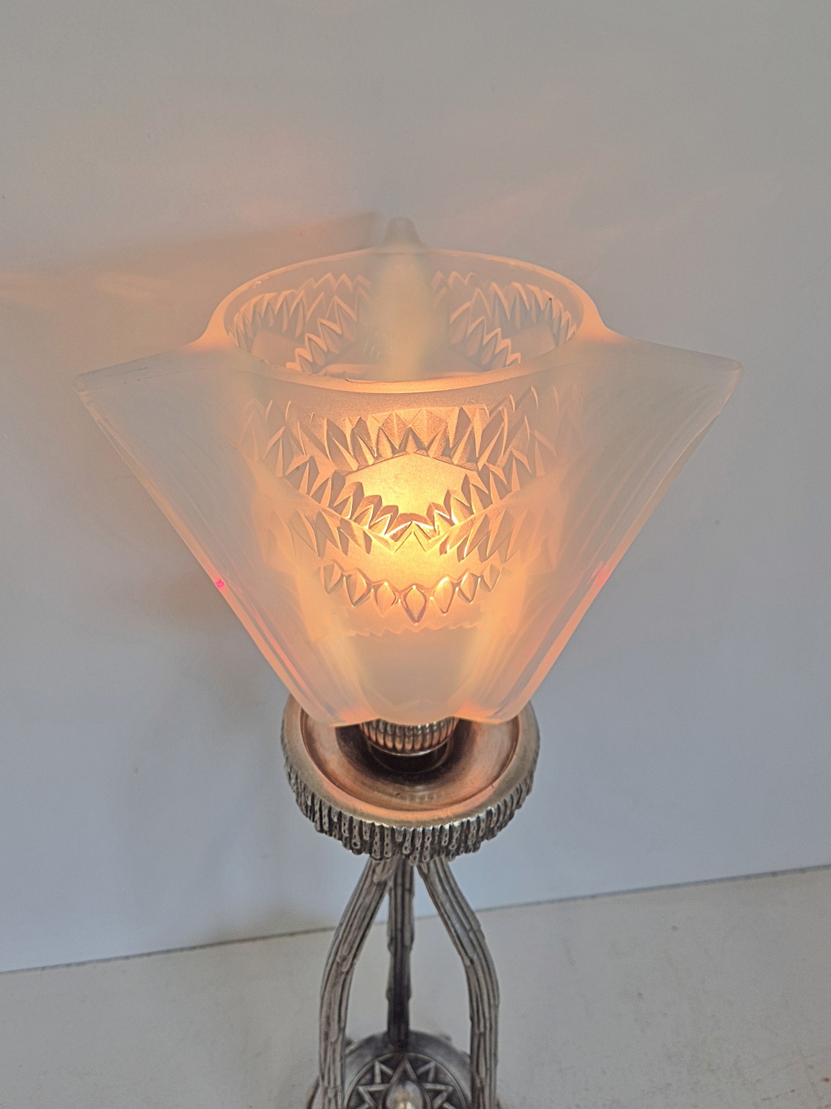 Attributed Ernst Marius-Sabino | Nickelled-Bronze Art Deco Table Lamp | France c1925 | SOLD - Image 5