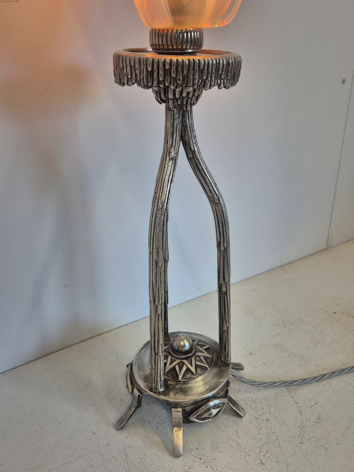 Attributed Ernst Marius-Sabino | Nickelled-Bronze Art Deco Table Lamp | France c1925 | SOLD - Image 7