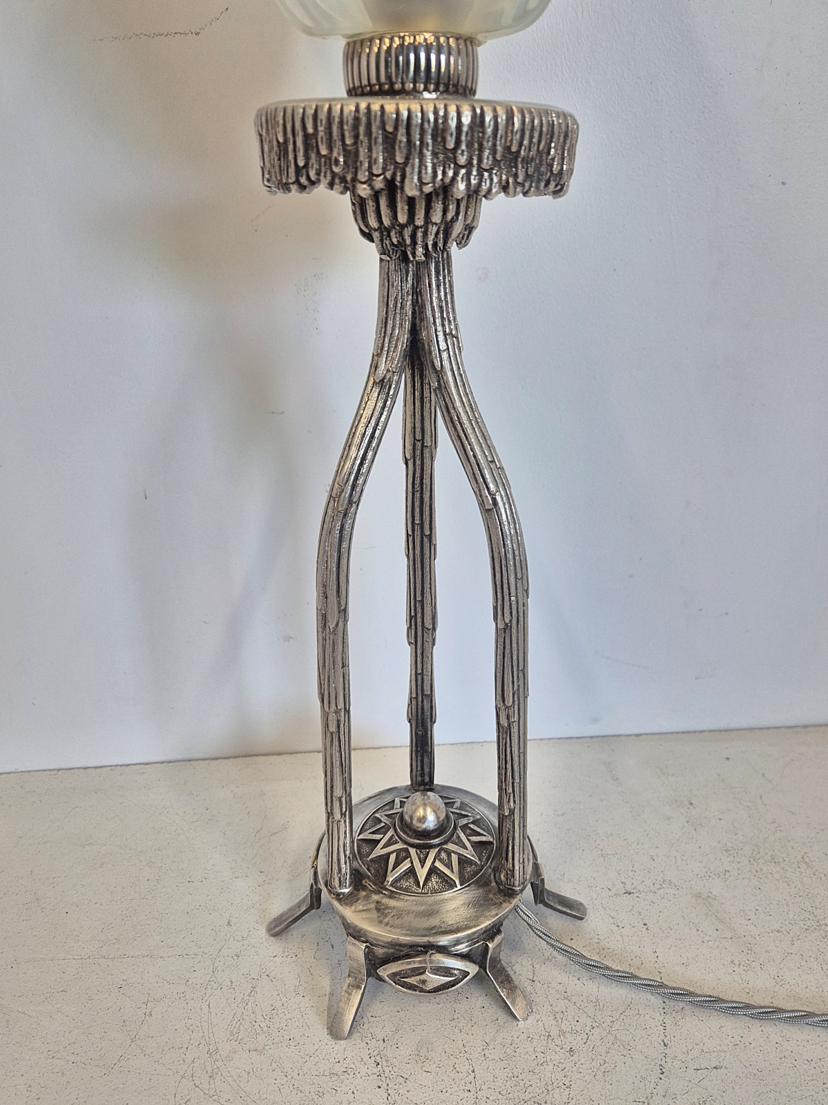 Attributed Ernst Marius-Sabino | Nickelled-Bronze Art Deco Table Lamp | France c1925 | SOLD - Image 8