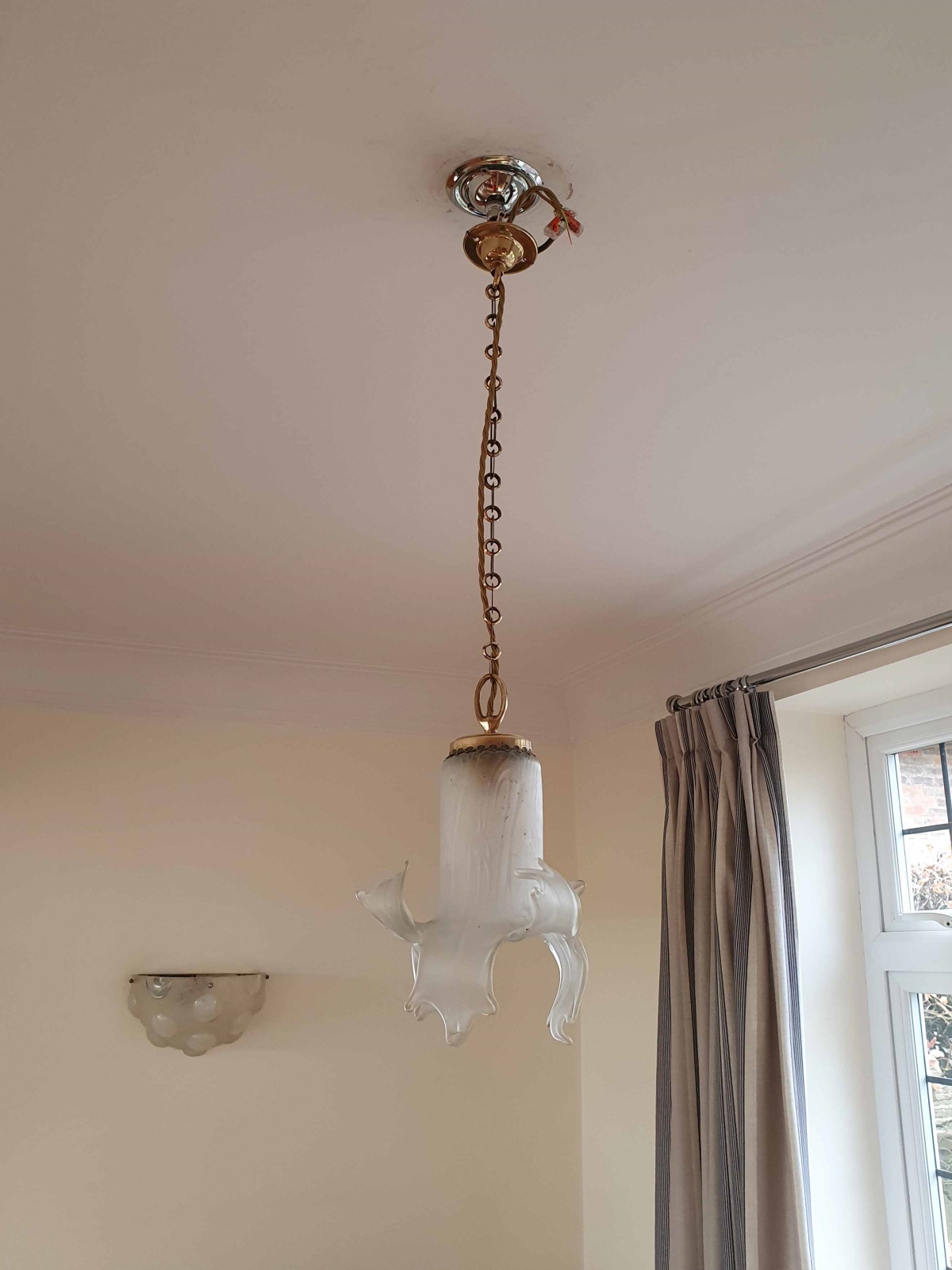 Unsigned | 2 Art Nouveau Satin-Glass Pendants | England or France c.190 - Image 3