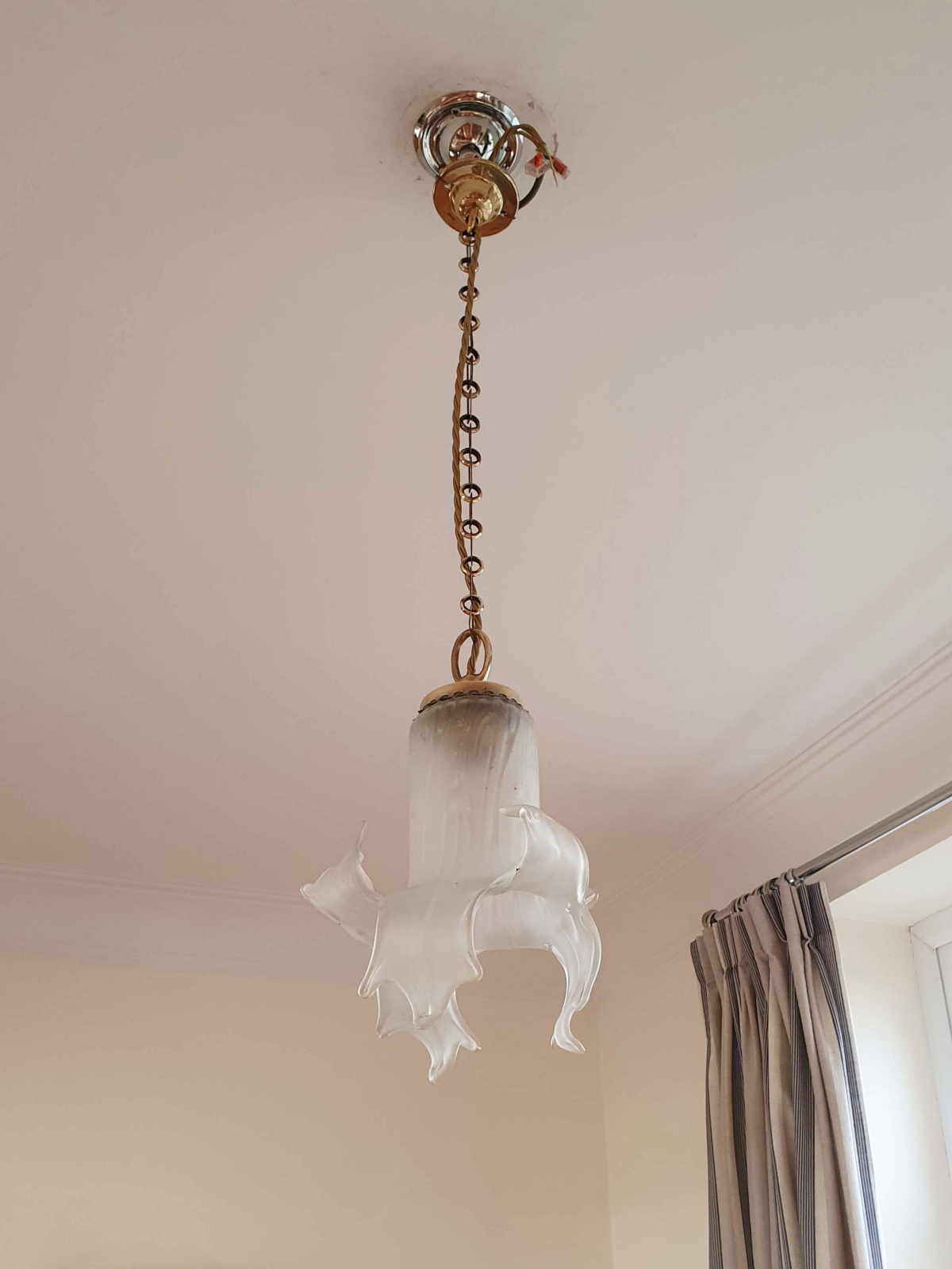 Unsigned | 2 Art Nouveau Satin-Glass Pendants | England or France c.190 - Image 5