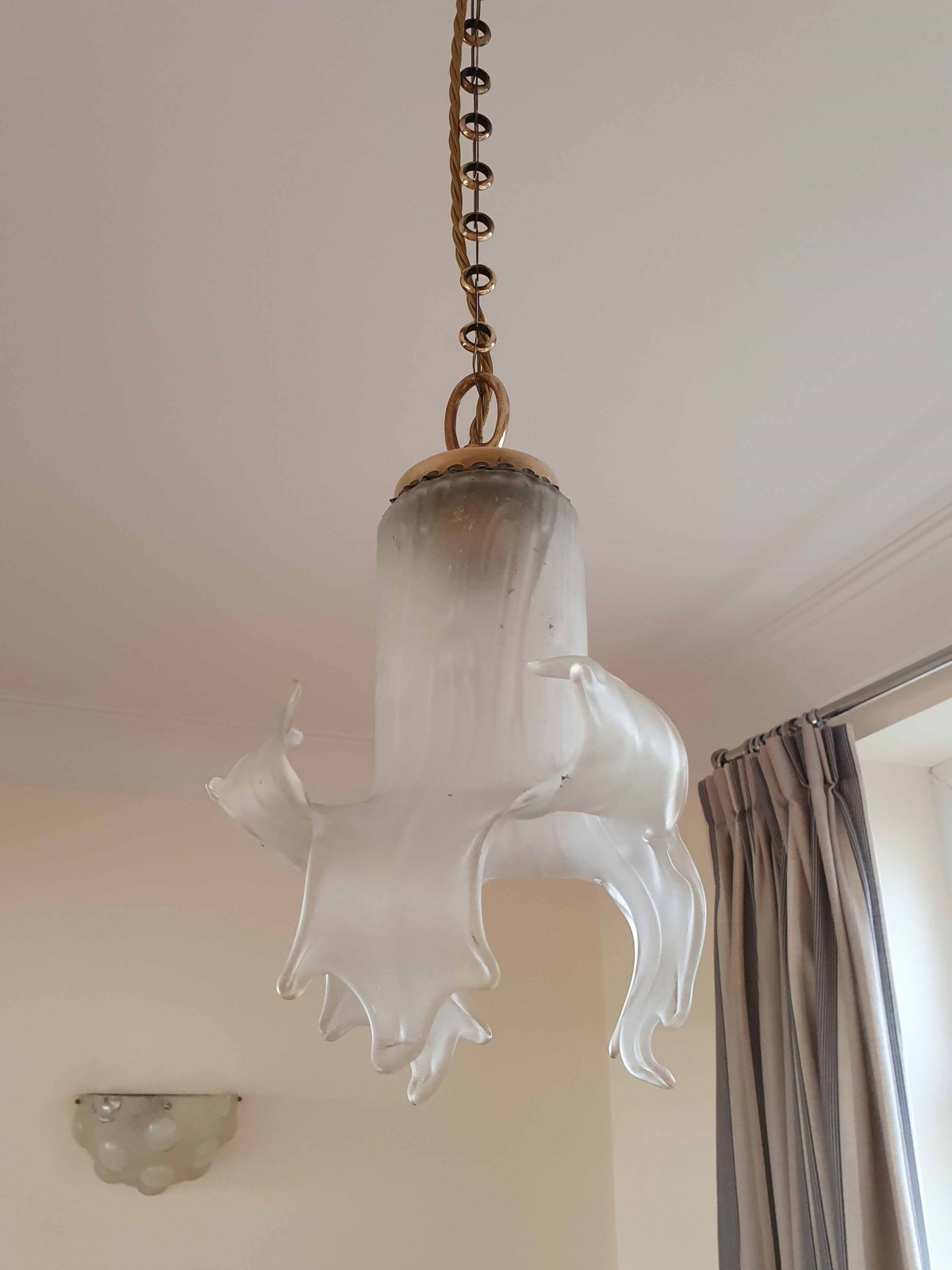 Unsigned | 2 Art Nouveau Satin-Glass Pendants | England or France c.190 - Image 7