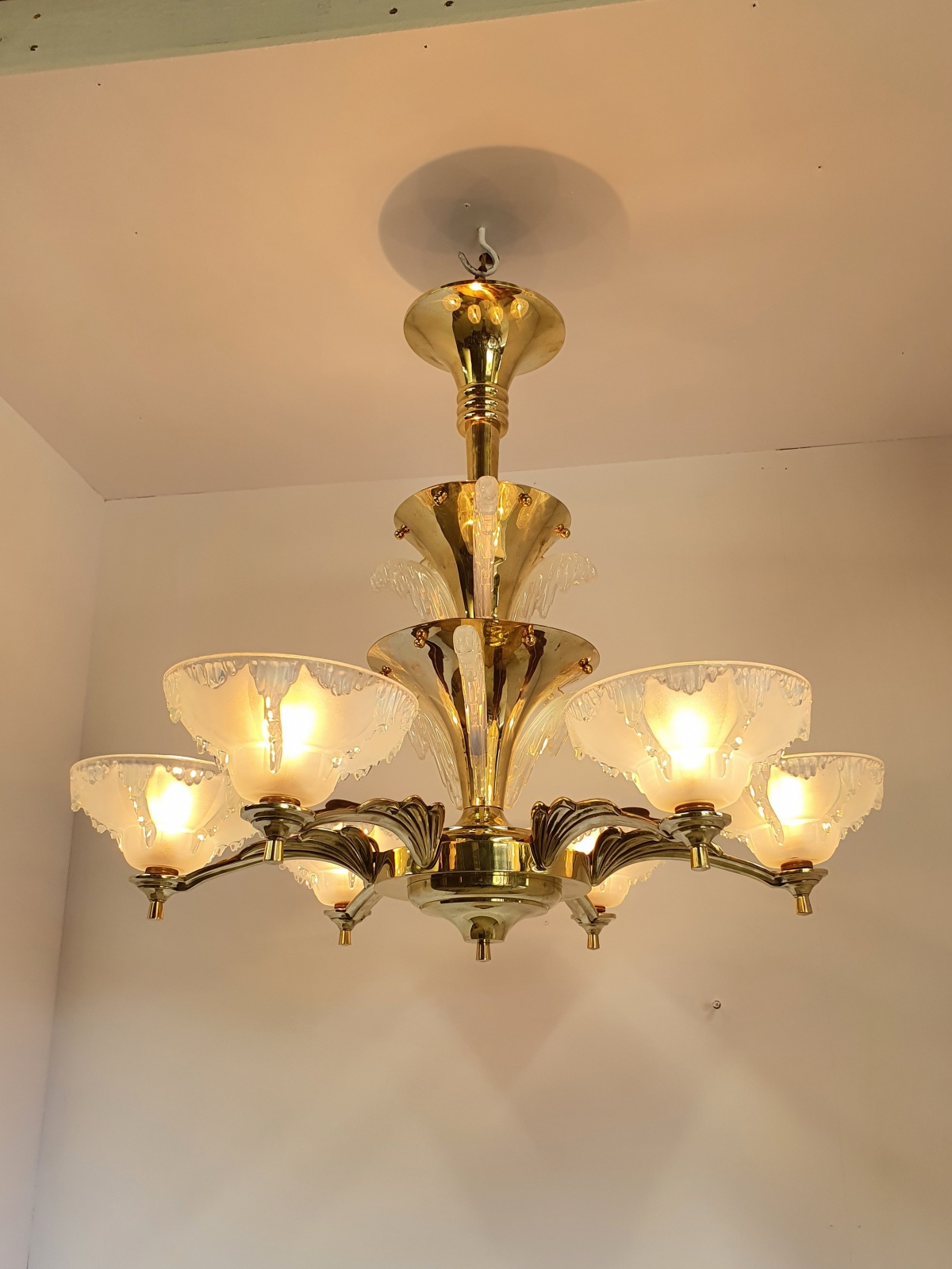 Ezan (Jean Gauthier) | Large Art Deco "Waterfall" Chandelier | France c.1935 - Image 2