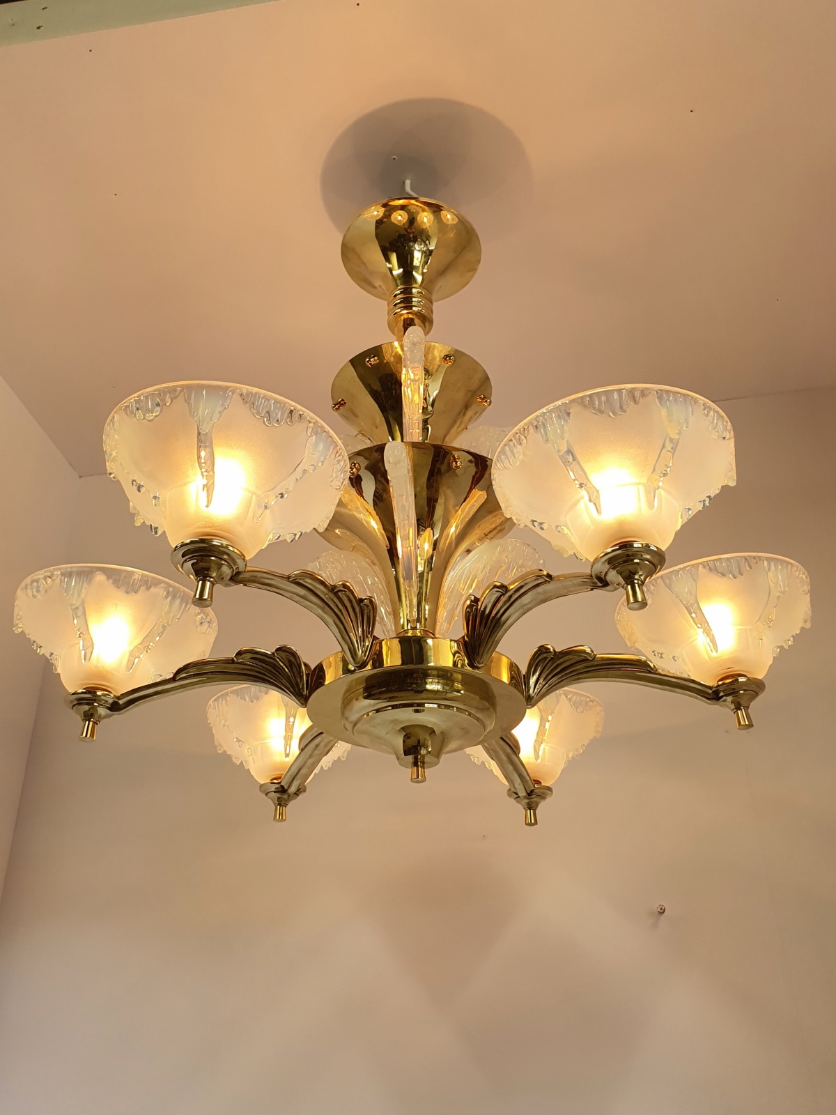 Ezan (Jean Gauthier) | Large Art Deco "Waterfall" Chandelier | France c.1935 - Image 4