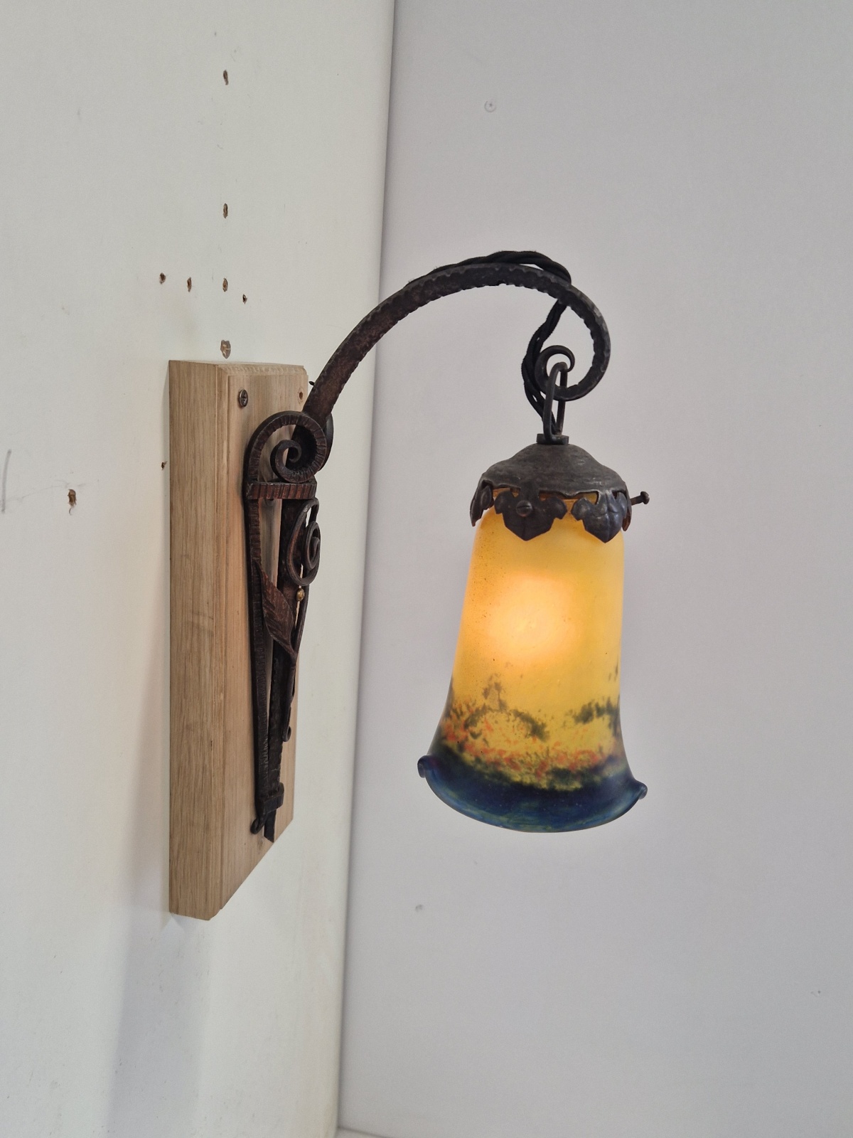 Noverdy (Nouvelle Verrerie de Dijon) | 2 Pate-de-verre Wall Lights | France c.1930 - Image 2