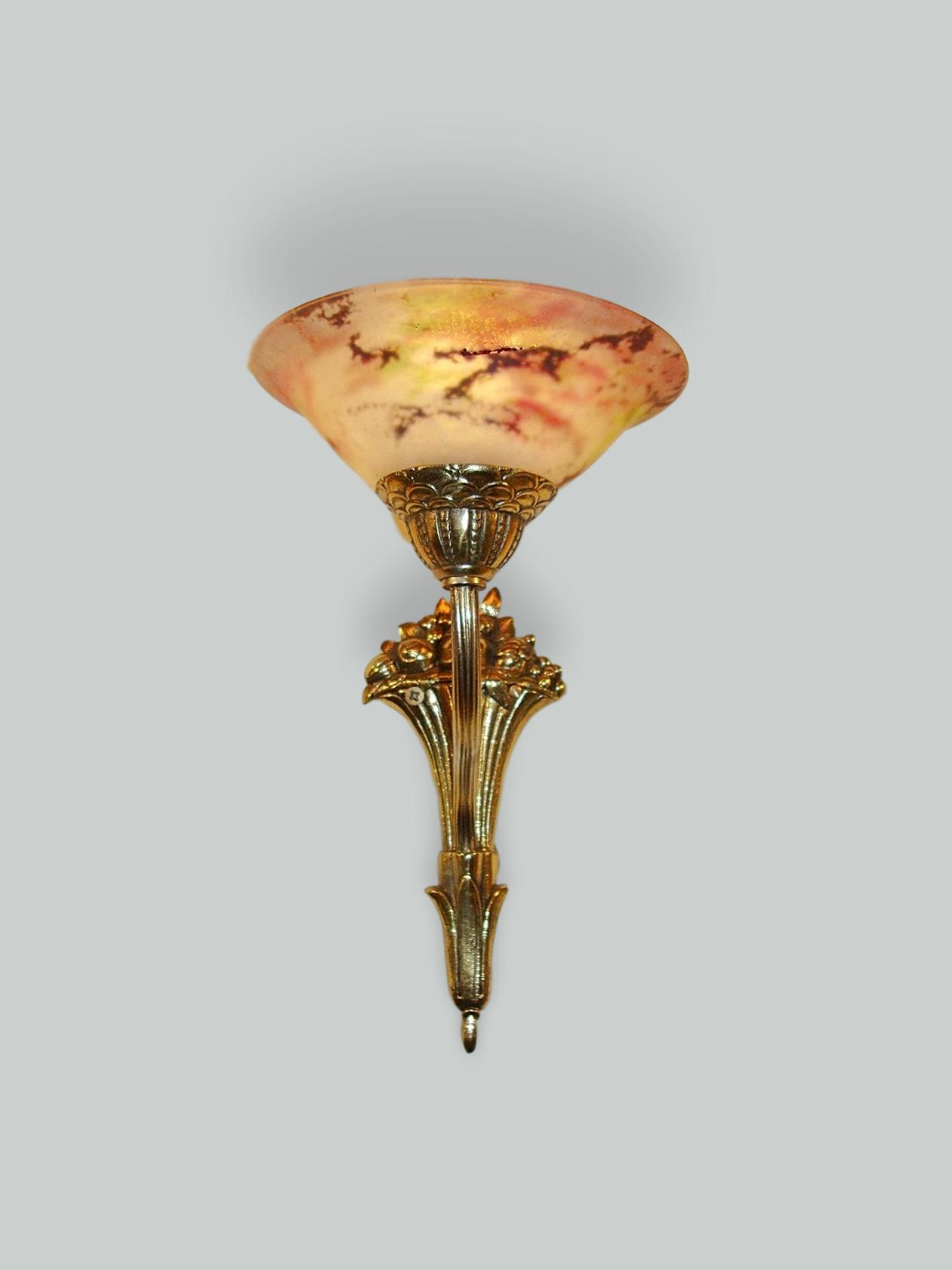 Muller Frères, Luneville | 2 Guilded-Brass Wall Lights | France c.1930 | SOLD - Image 3