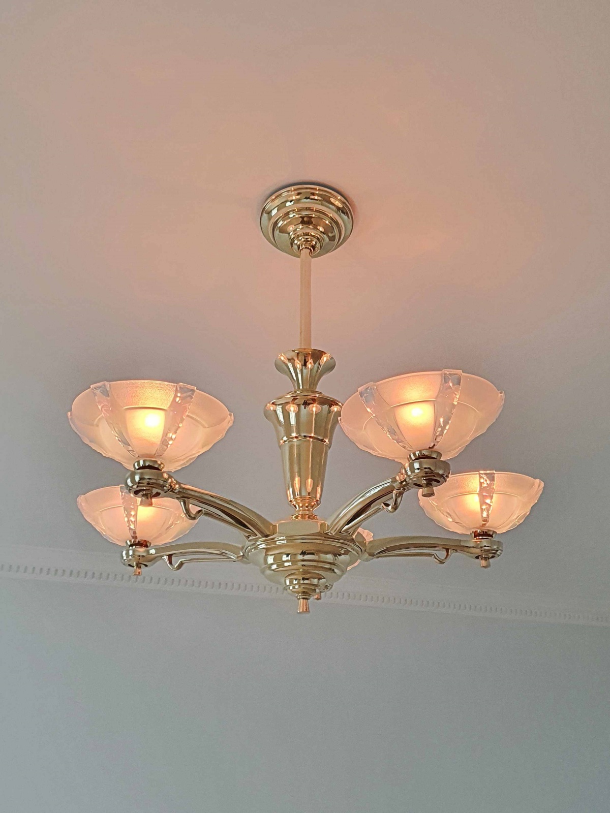 Ezan (Jean Gauthier) | 5-Branch Art Deco Chandelier | France c.1935 | SOLD - Image 2