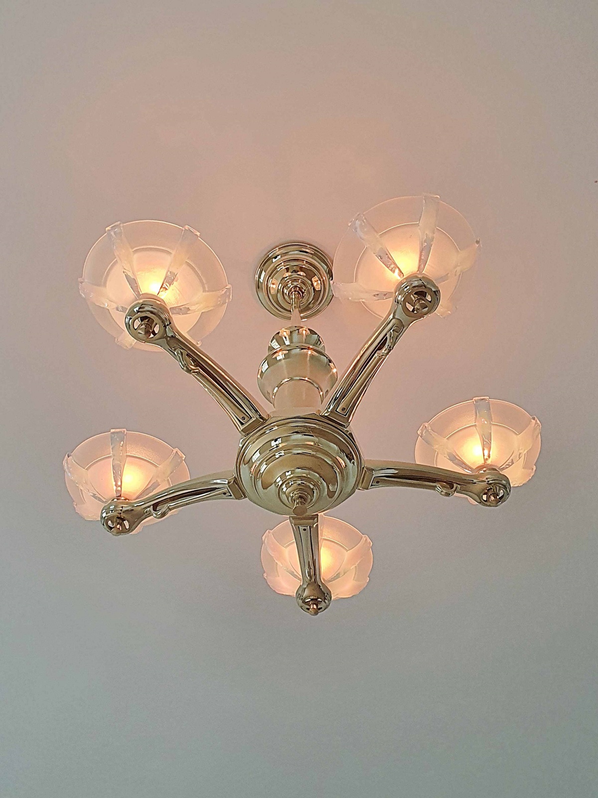 Ezan (Jean Gauthier) | 5-Branch Art Deco Chandelier | France c.1935 | SOLD - Image 4