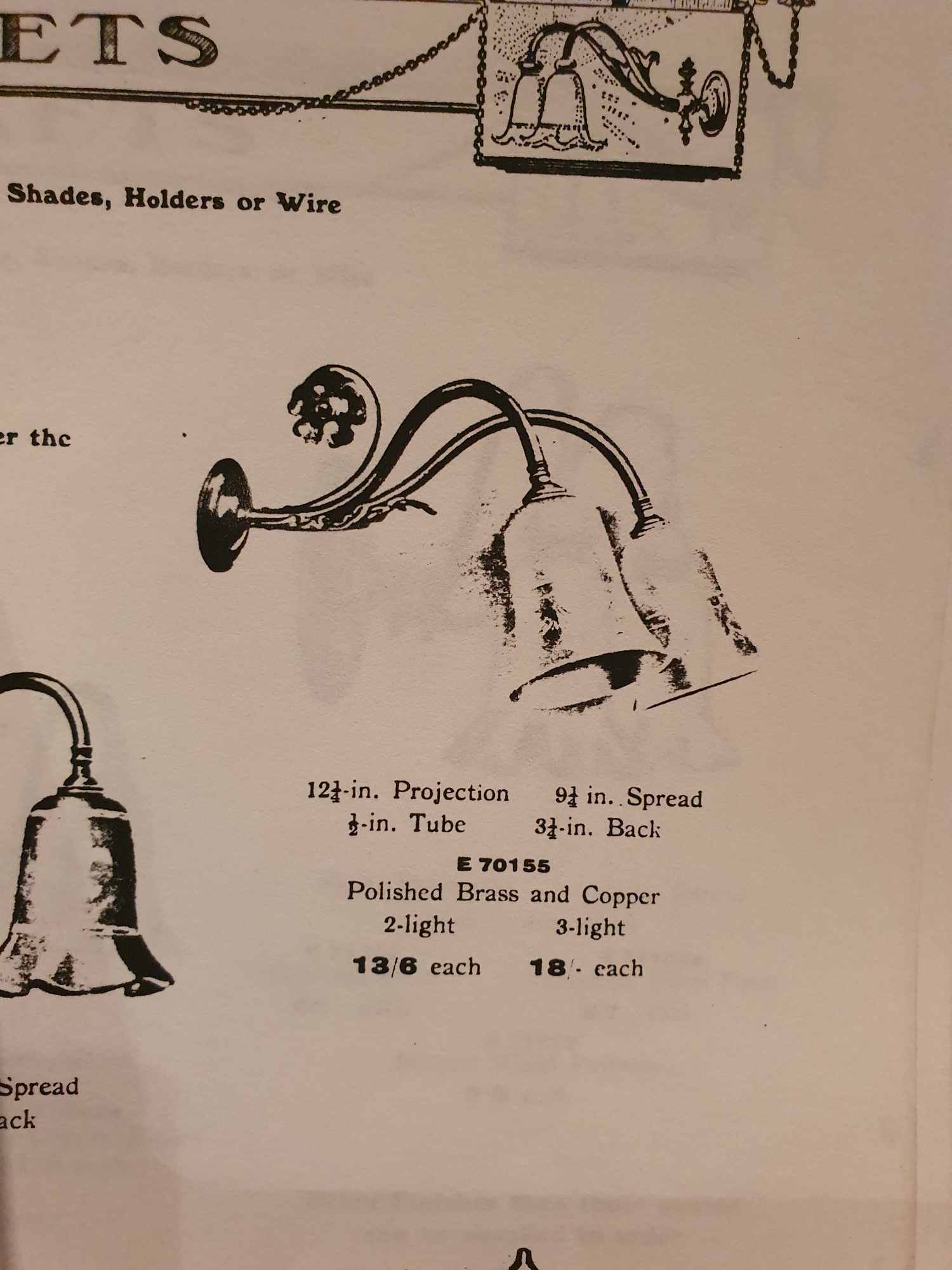 J & W.B.Smith Ltd, London & Glasgow | Copper & Brass Twin-Arm Wall Light | England c.1925 - Image 7