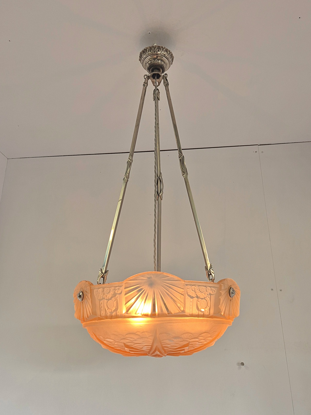 Muller Frères, Luneville | Apricot-coloured Art Deco Plafonnier | France c.1925 | SOLD - Image 2