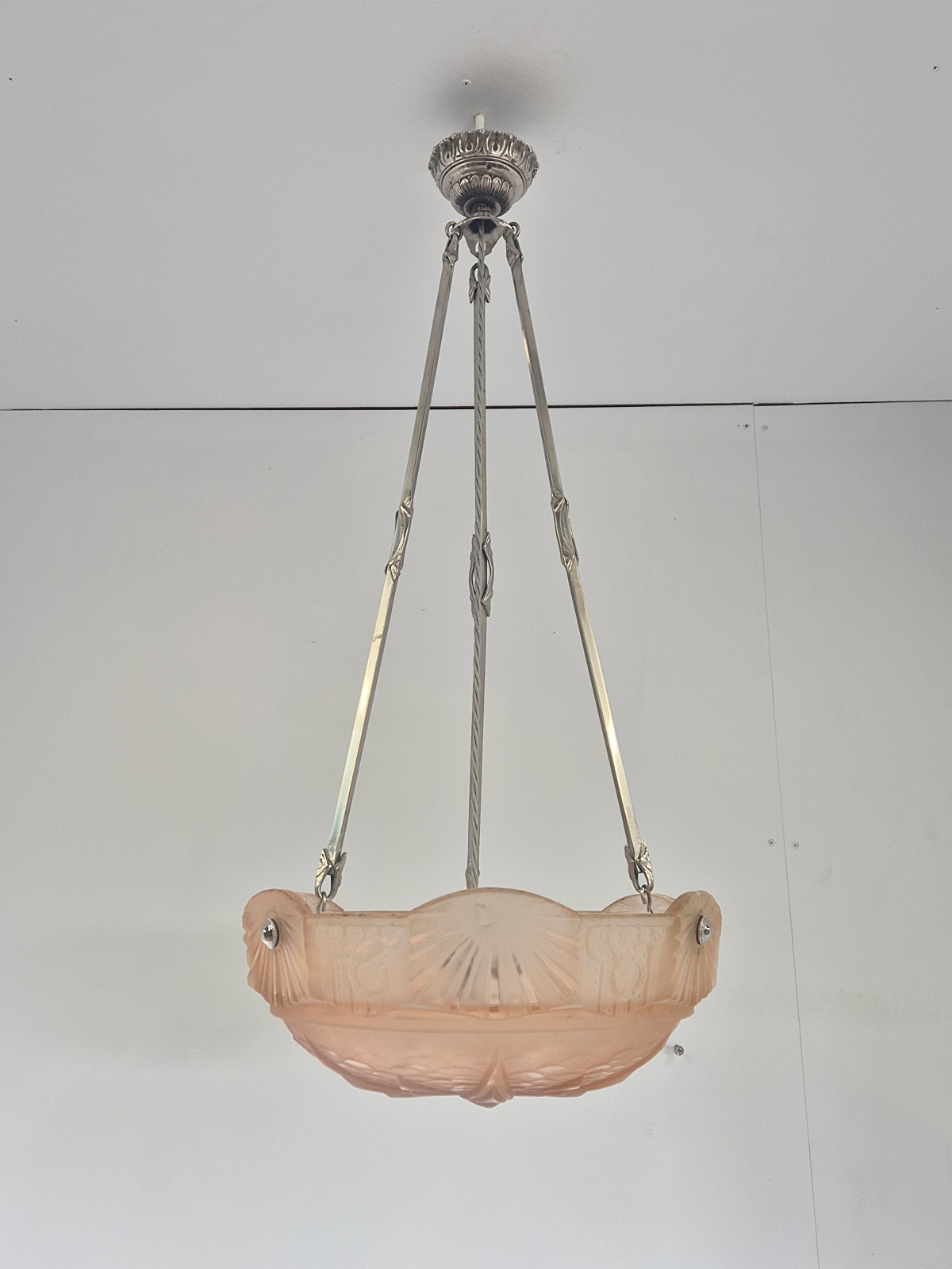 Muller Frères, Luneville | Apricot-coloured Art Deco Plafonnier | France c.1925 | SOLD - Image 3