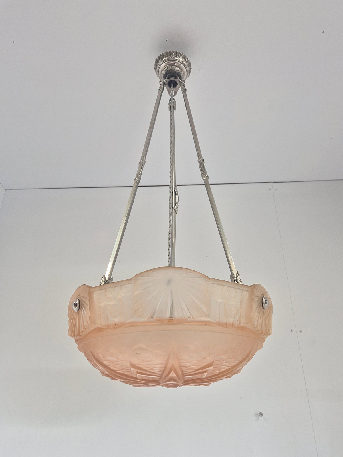 Muller Frères, Luneville | Apricot-coloured Art Deco Plafonnier | France c.1925 | SOLD - Image 5