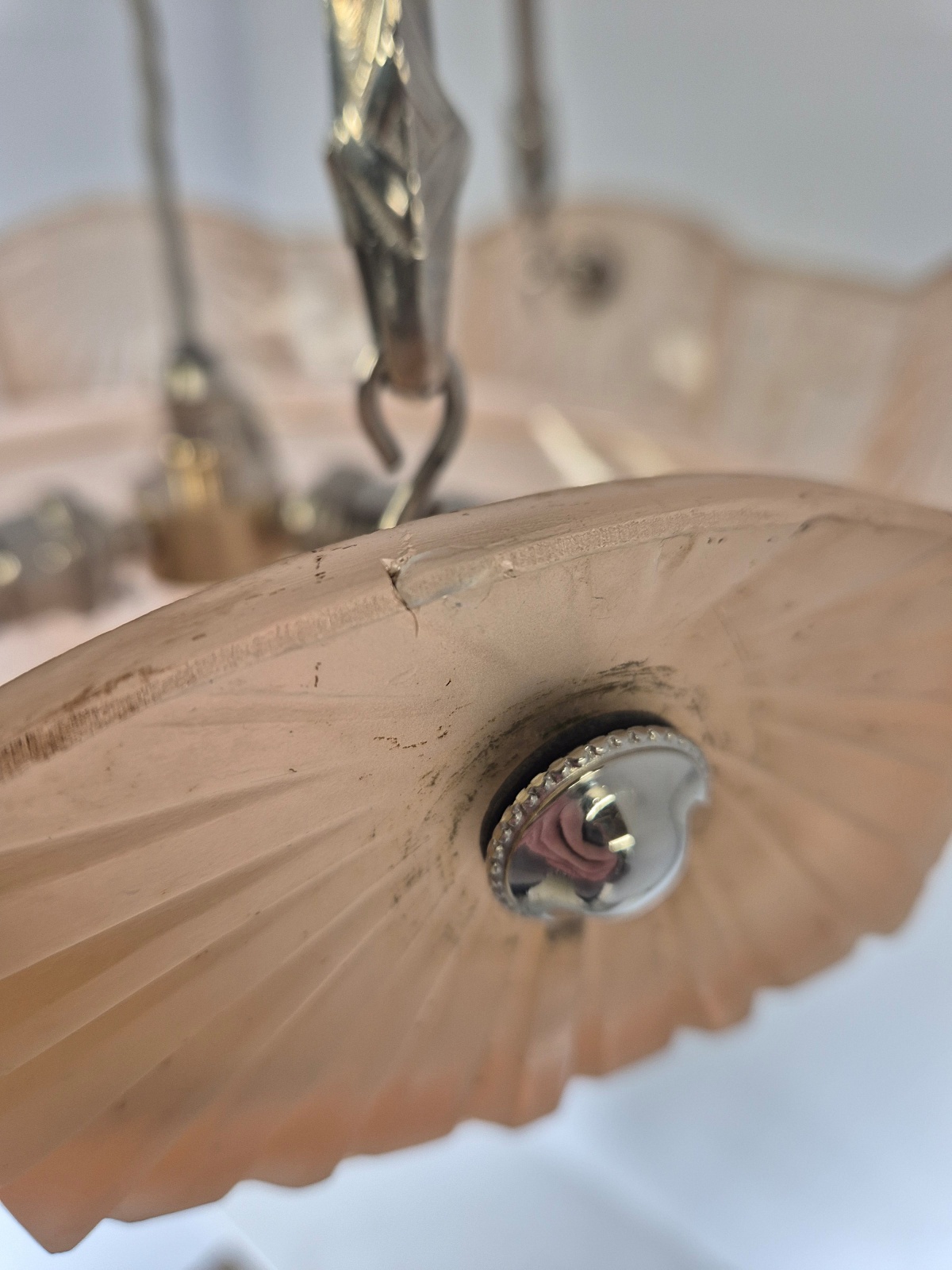 Muller Frères, Luneville | Apricot-coloured Art Deco Plafonnier | France c.1925 | SOLD - Image 10