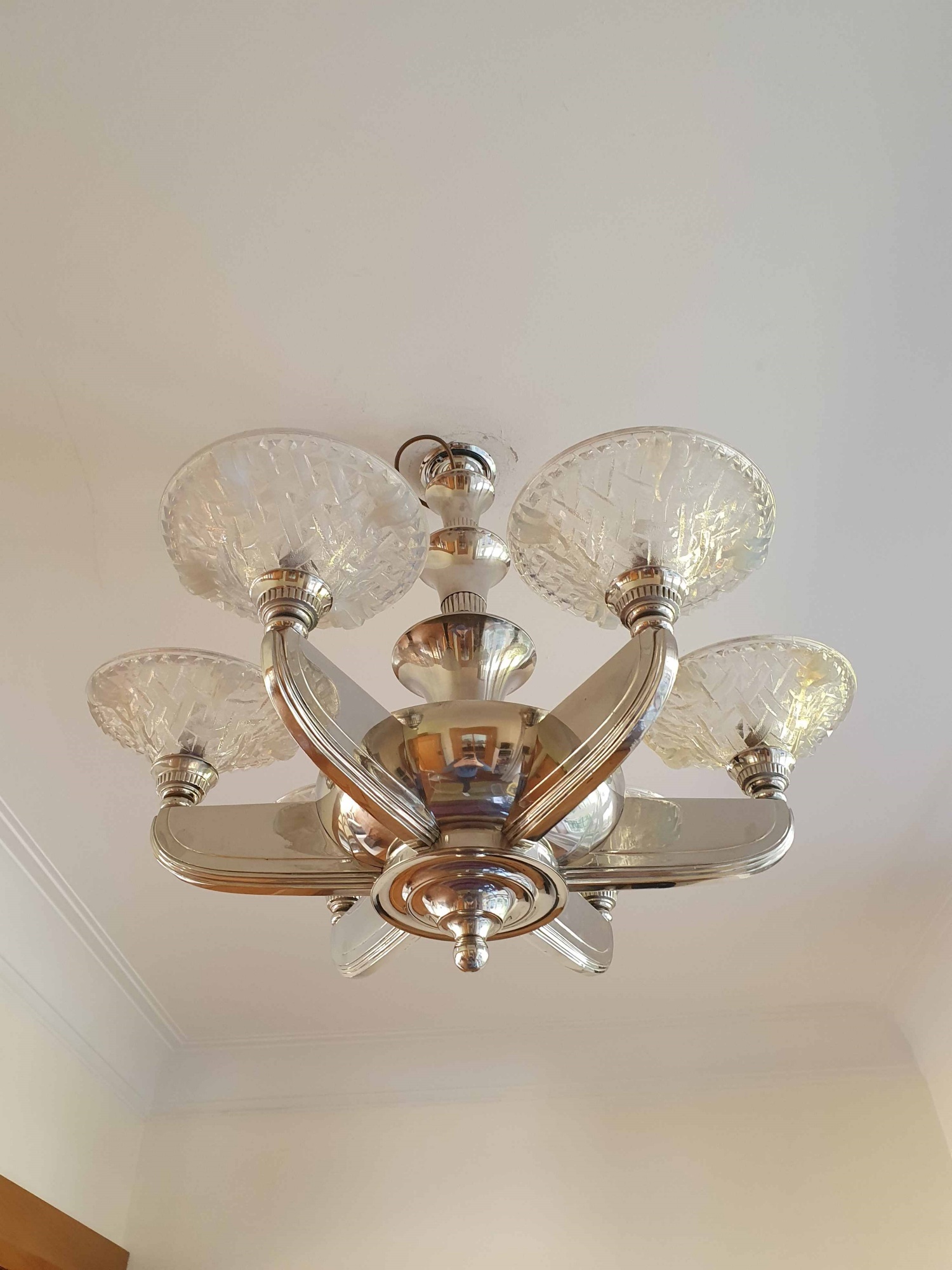 Henri Petitot & Hanots | Art Deco Modernist Chandelier | France c.1935 - Image 4